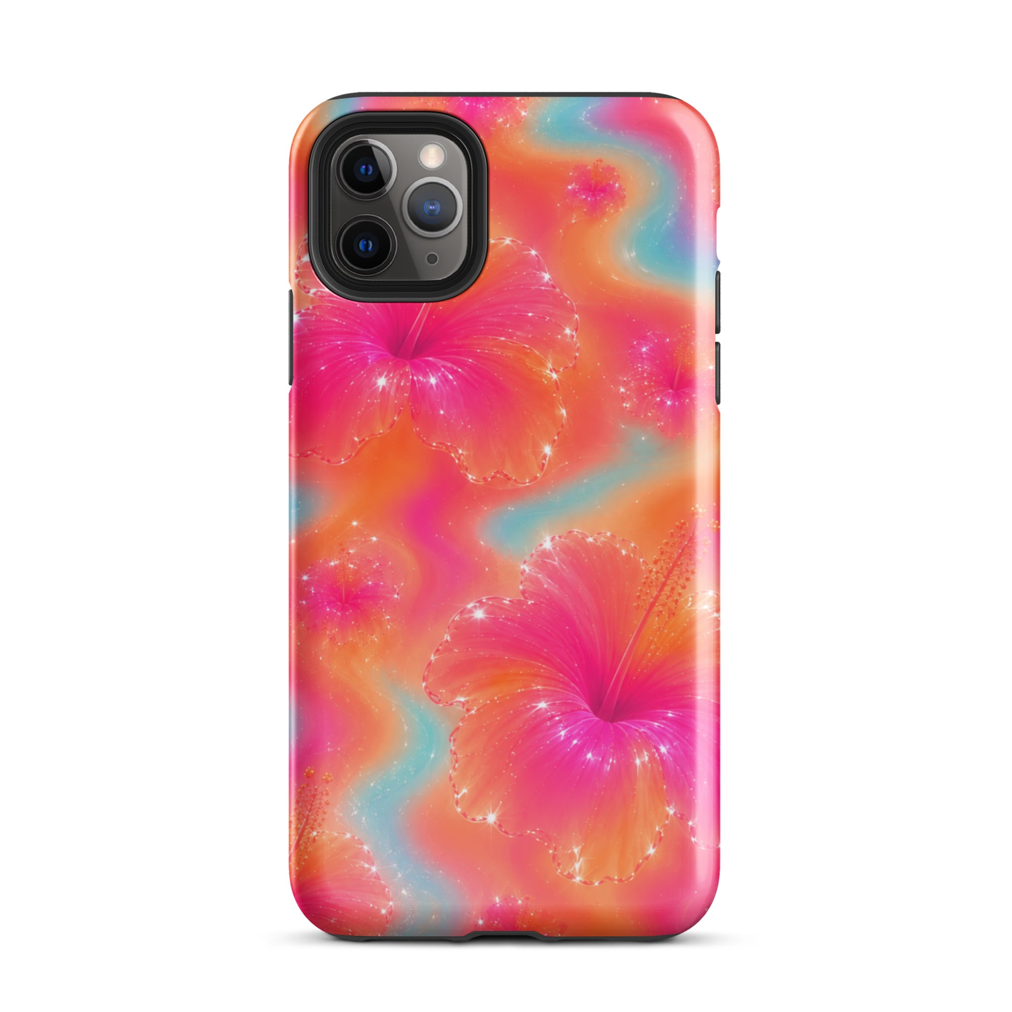 Colorful floral iPhone case with impact-resistant edges