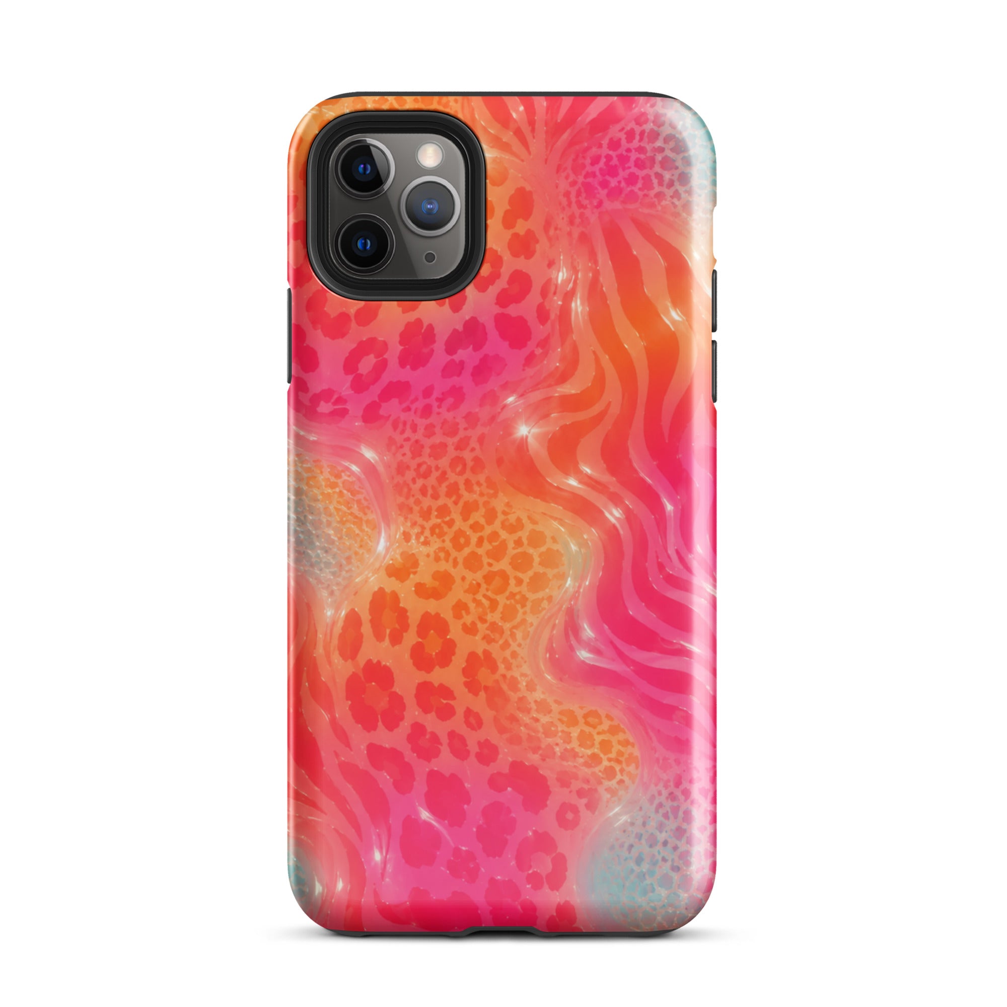 Colorful animal print iPhone case with layered protection