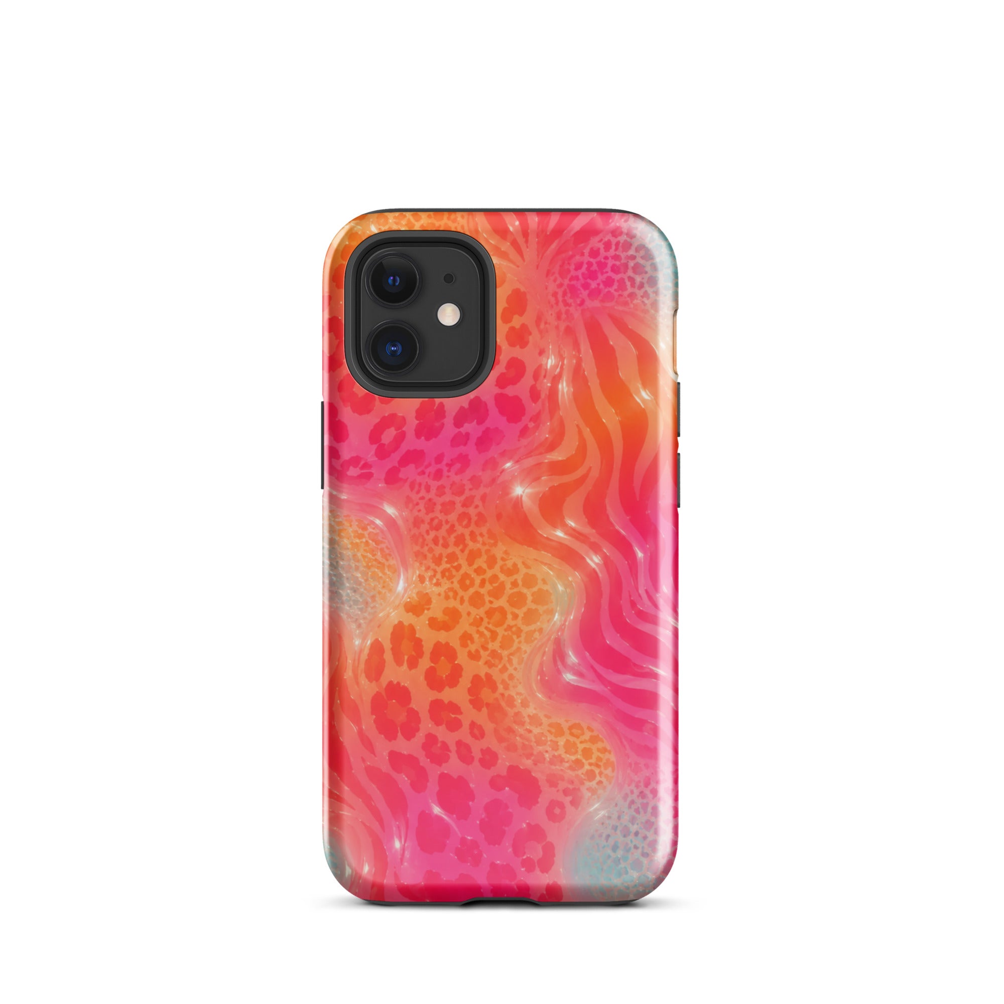 Stylish animal print iPhone case with dual-layer impact absorption