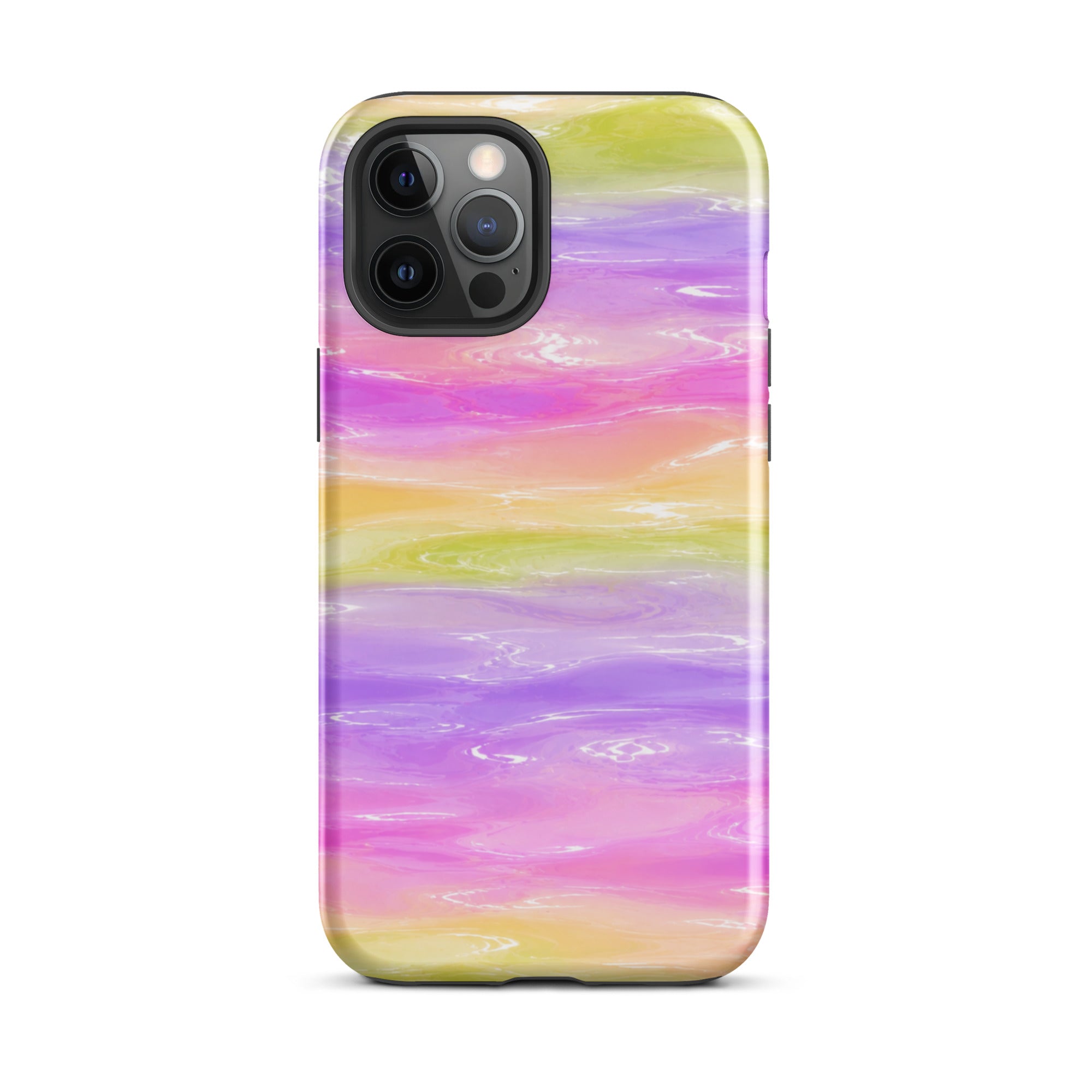 Colorful marble iPhone case with camera cutout from front