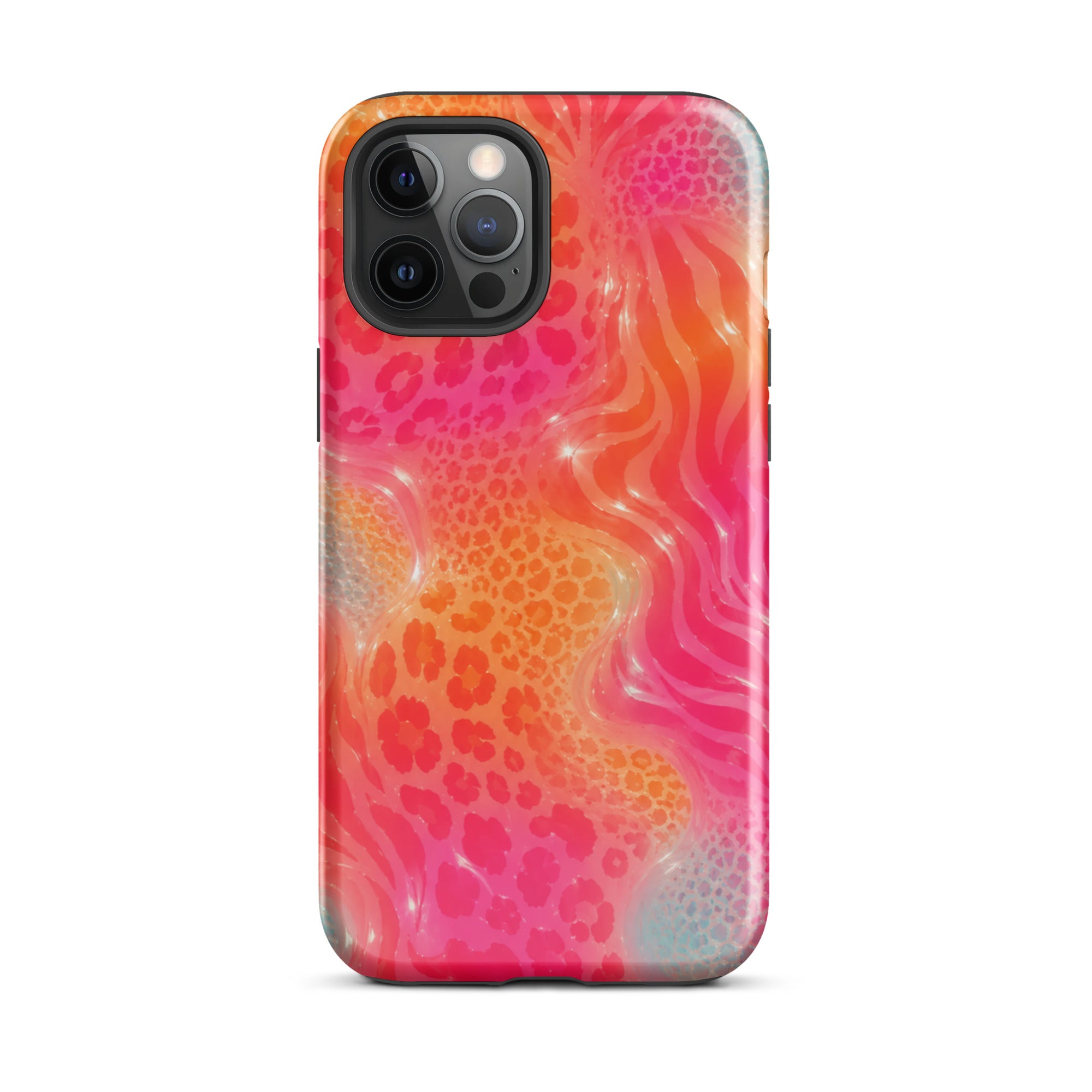 Vibrant animal print iPhone case with dual-layer impact protection