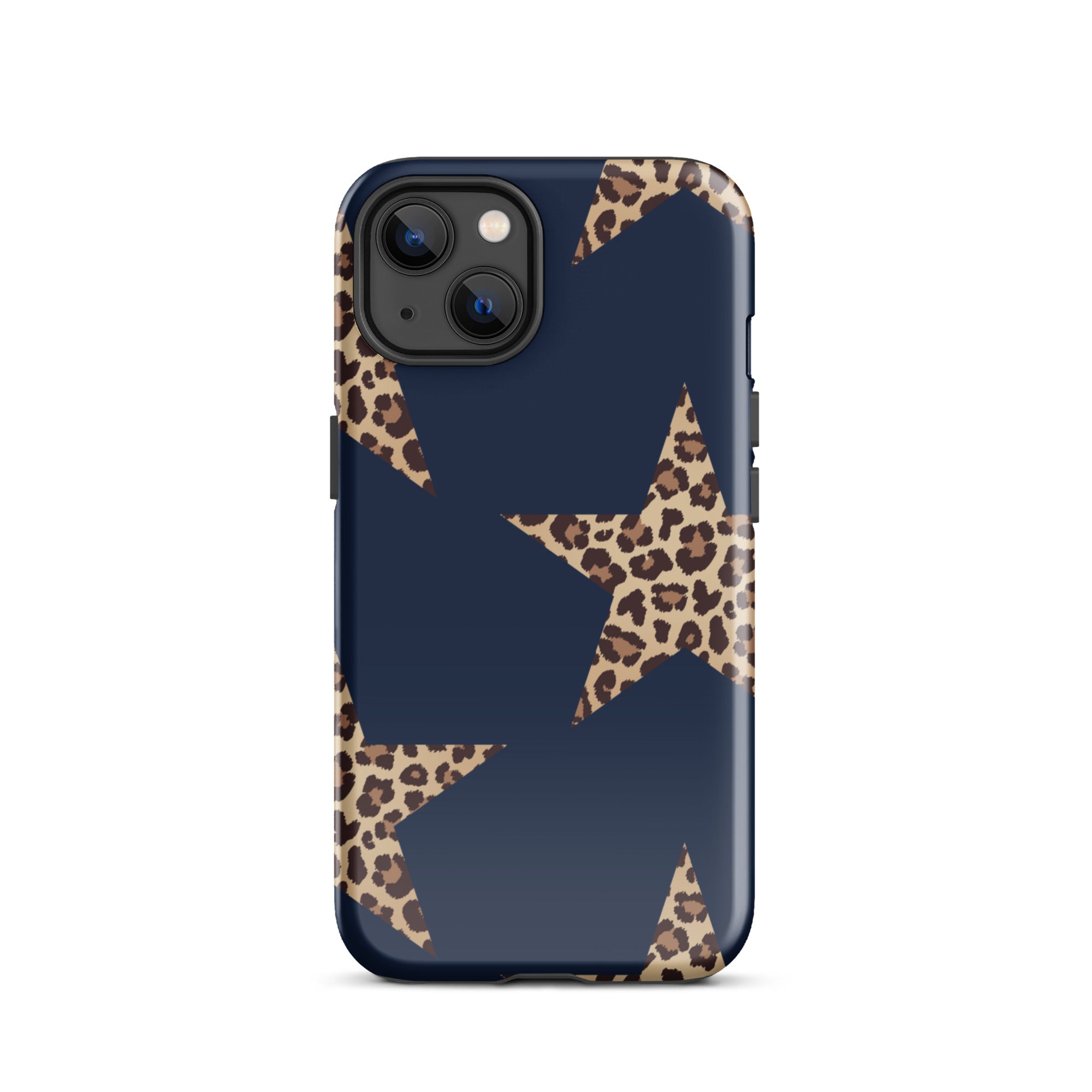 Navy Cheetah Stars iPhone Case - Leopard Star phone cover Dual Layer Bold Style with trendy cheetah print stars design.