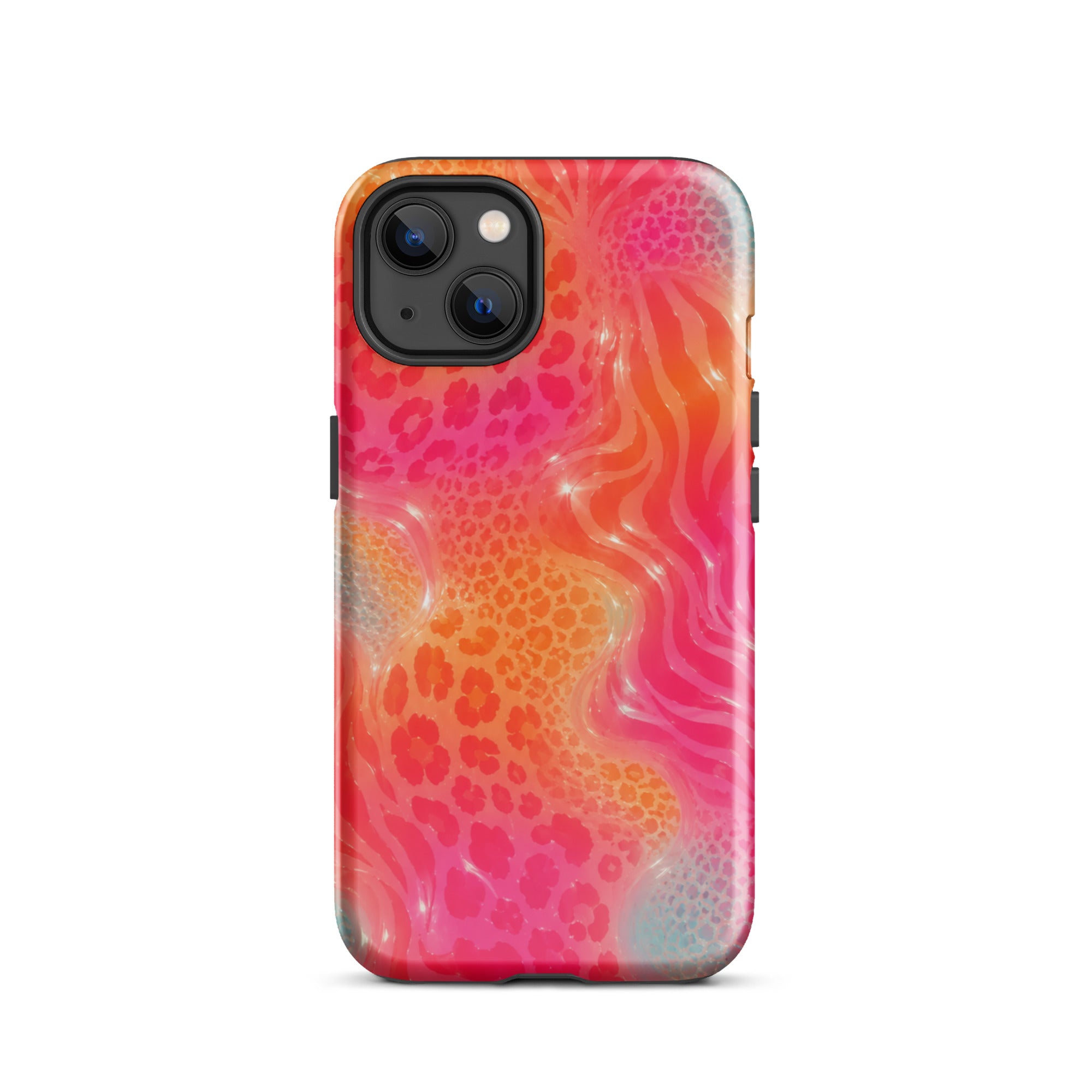 Stylish impact-resistant animal print iPhone case with port access