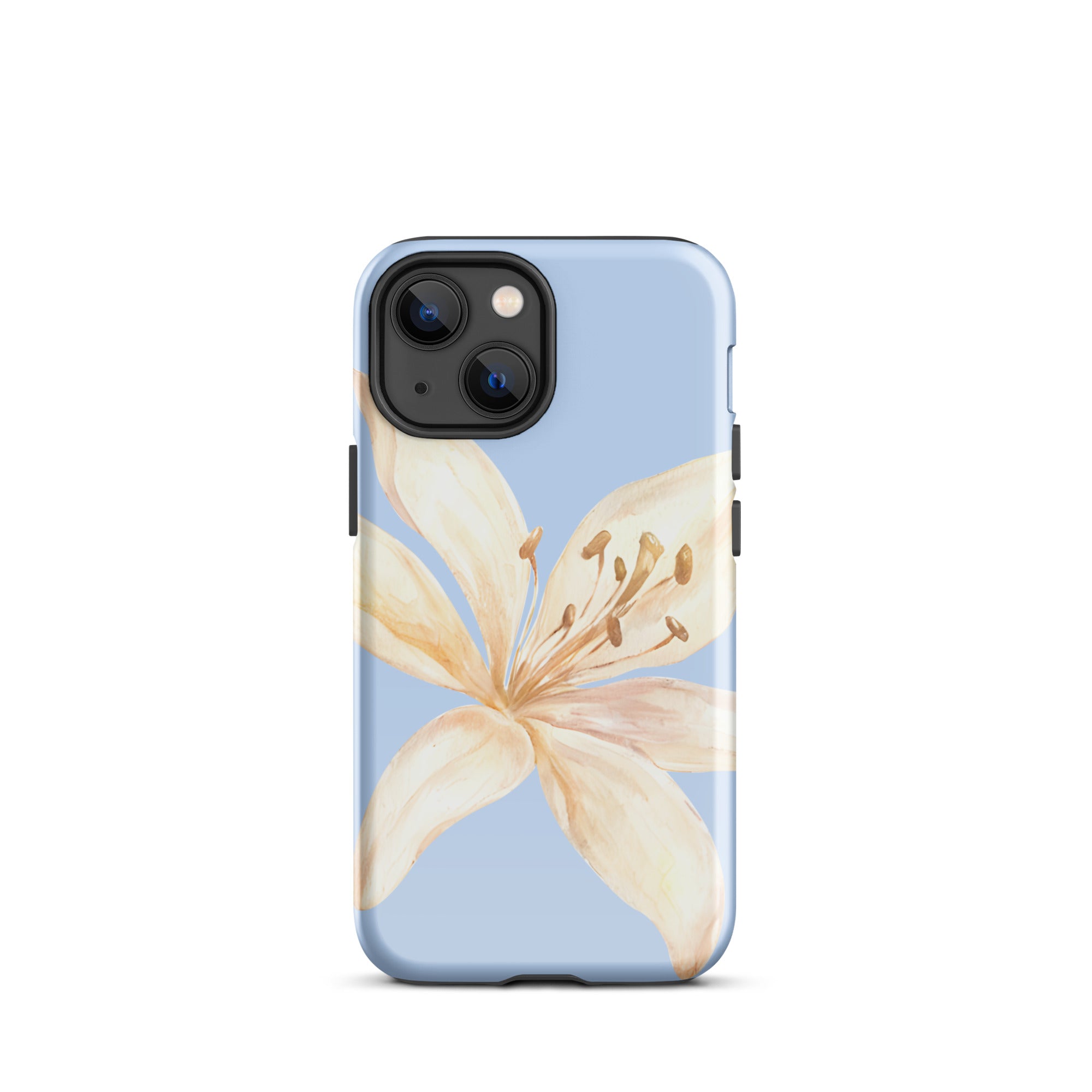 Sky Blue Off White Tiger Lily IPhone Case - Floral y2k preppy phone cover with delicate flower design