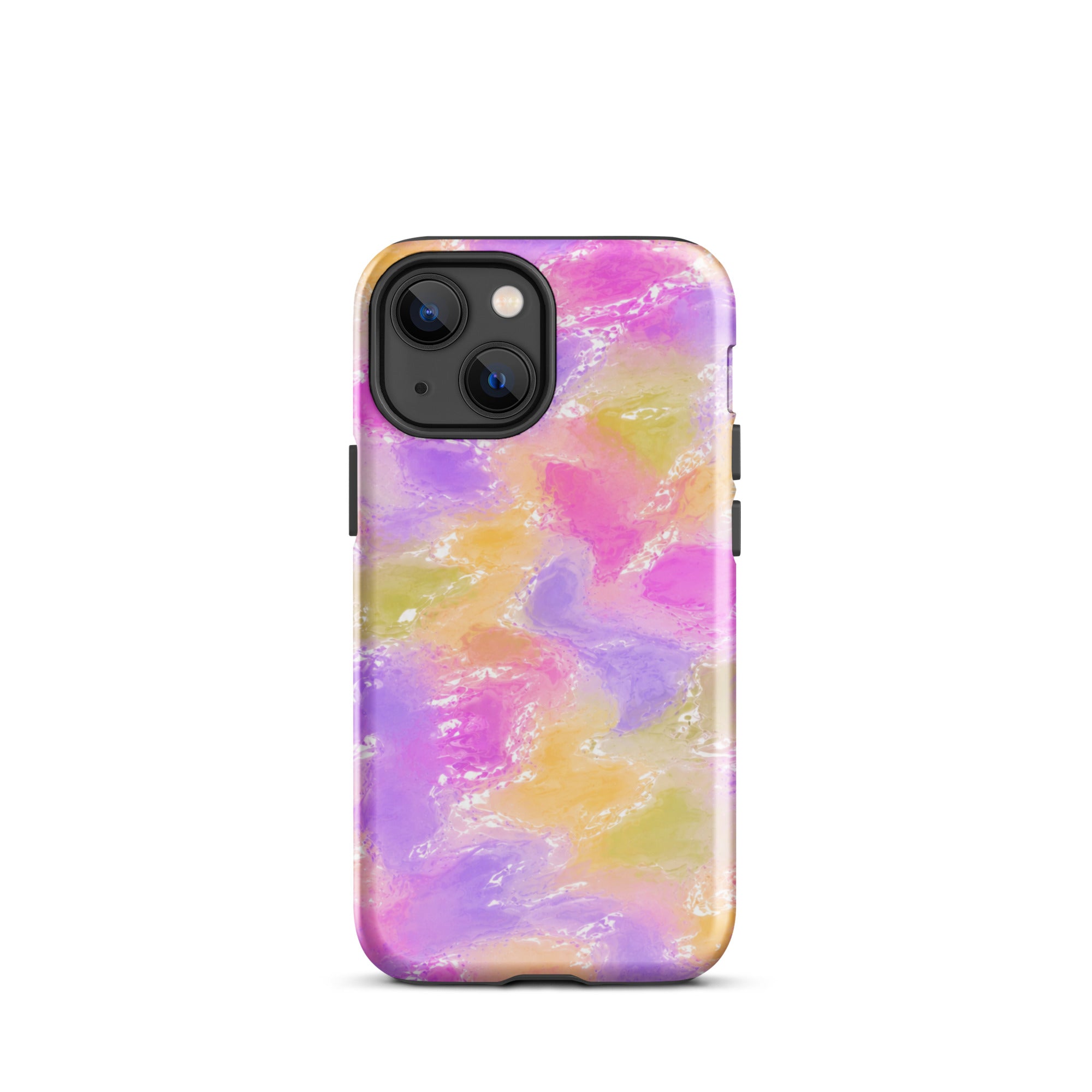 Abstract colorful marble iPhone case with impact-resistant edges