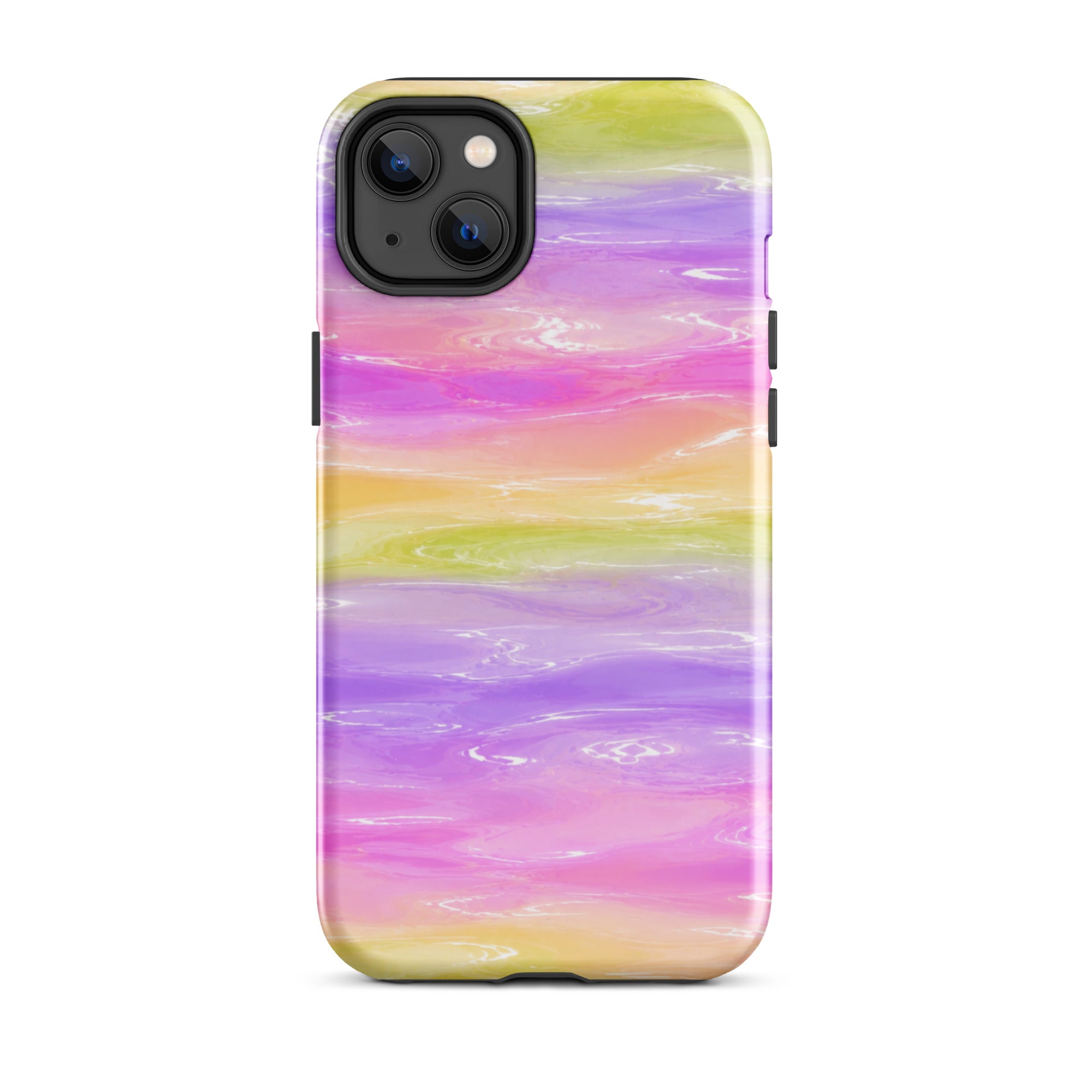 Colorful marble effect iPhone case with camera cutout