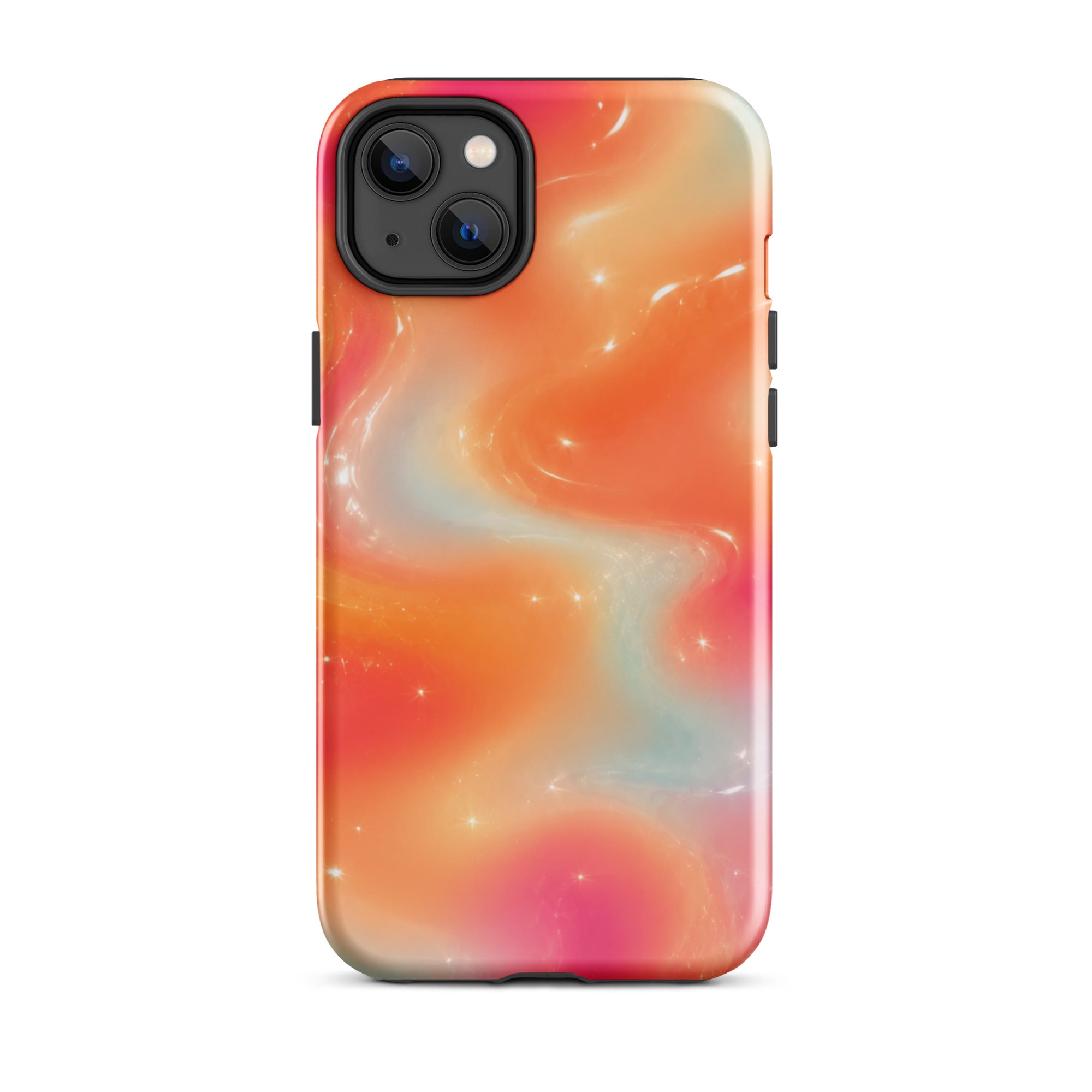 Colorful iPhone case with swirl design and impact protection