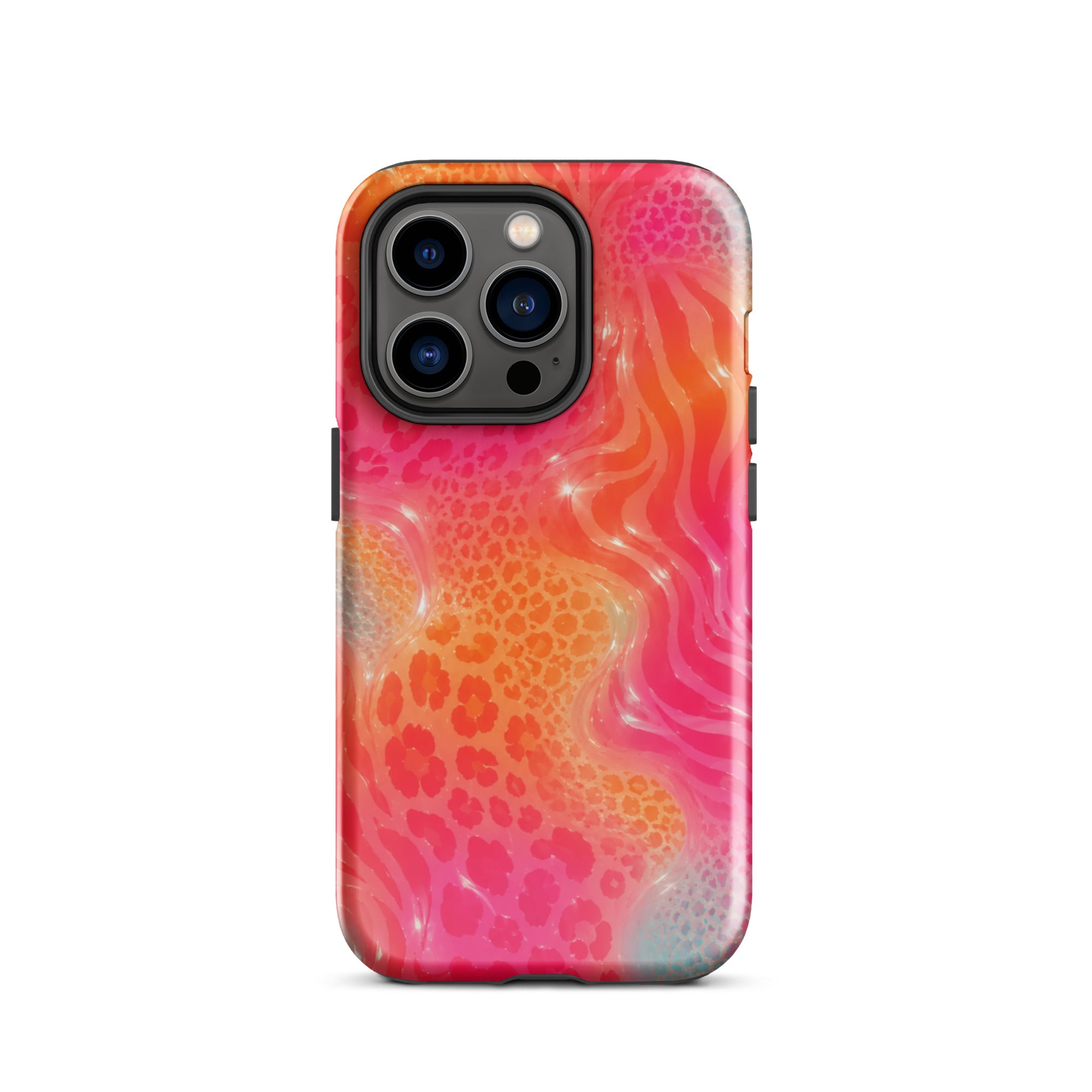 Durable impact absorption iPhone case with animal print design