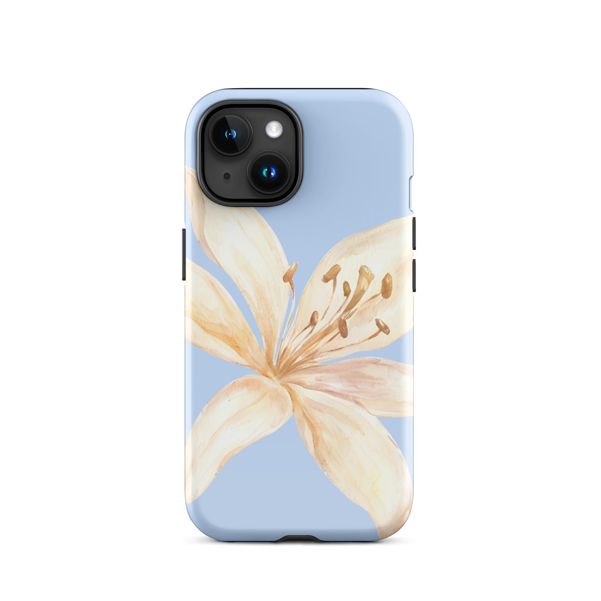 Sky Blue Off White Tiger Lily IPhone Case - Floral y2k preppy phone cover with delicate flower design and smooth finish