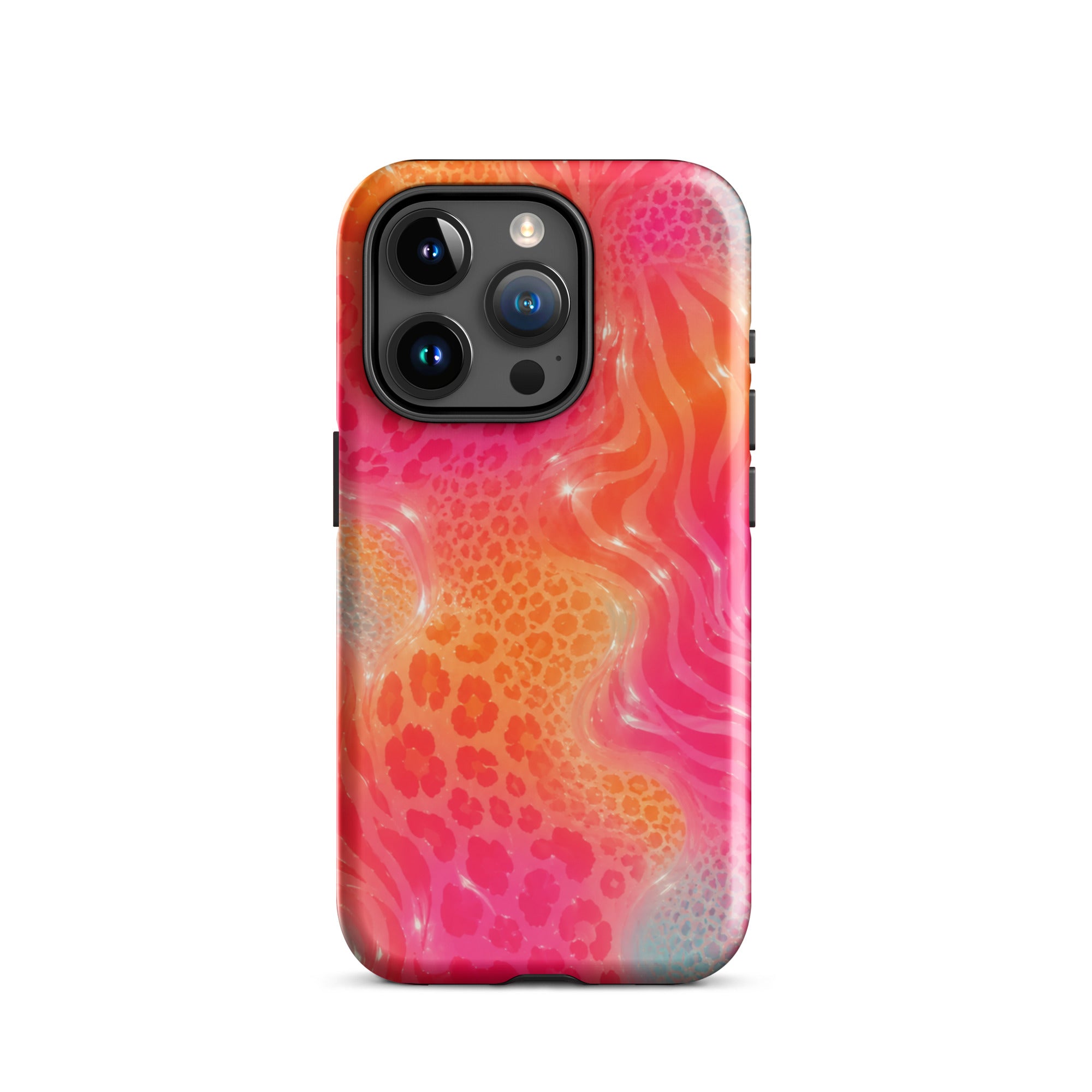Colorful animal print iPhone case with layered protection