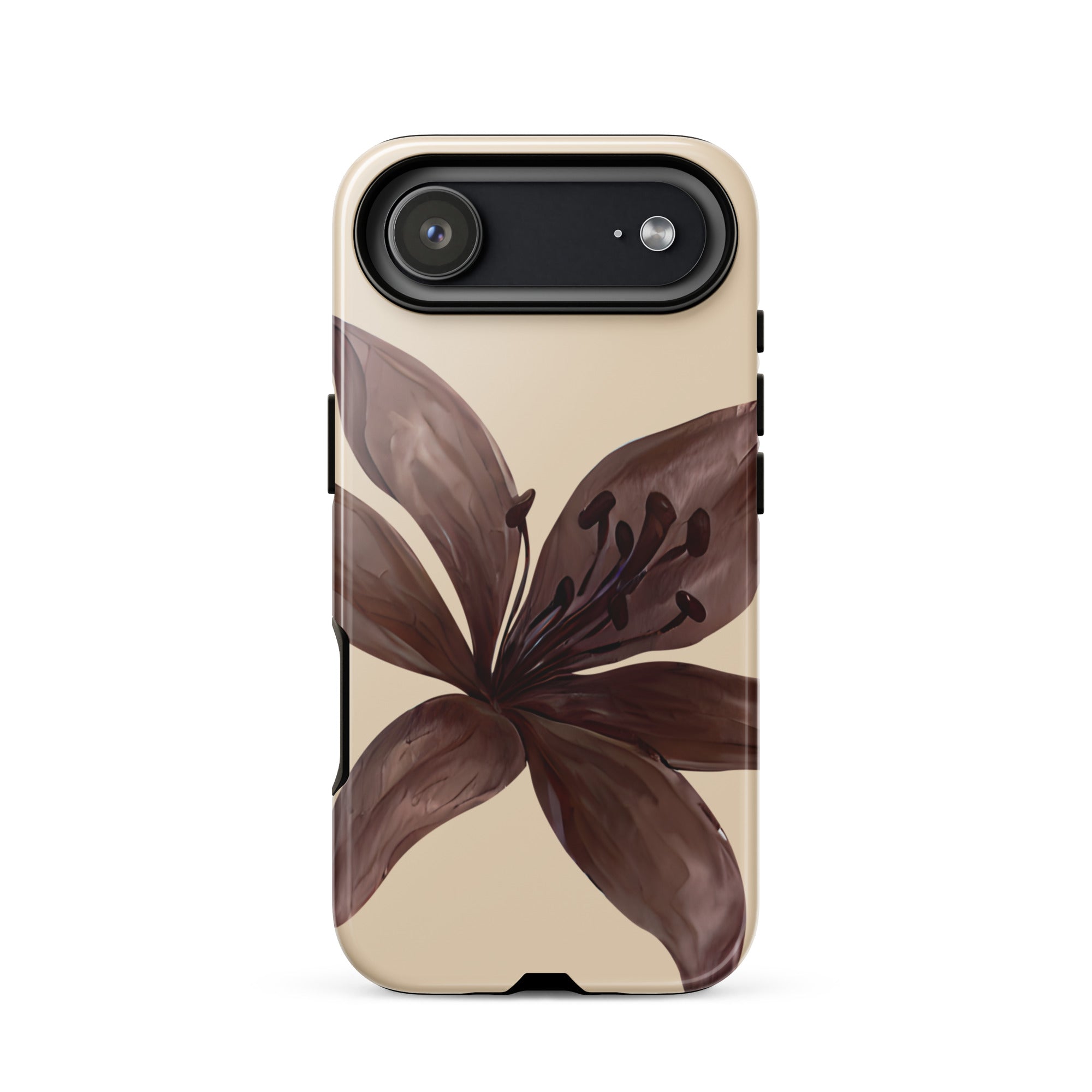 Cream Brown Tiger lily Floral iphone case 17 air case glossy 