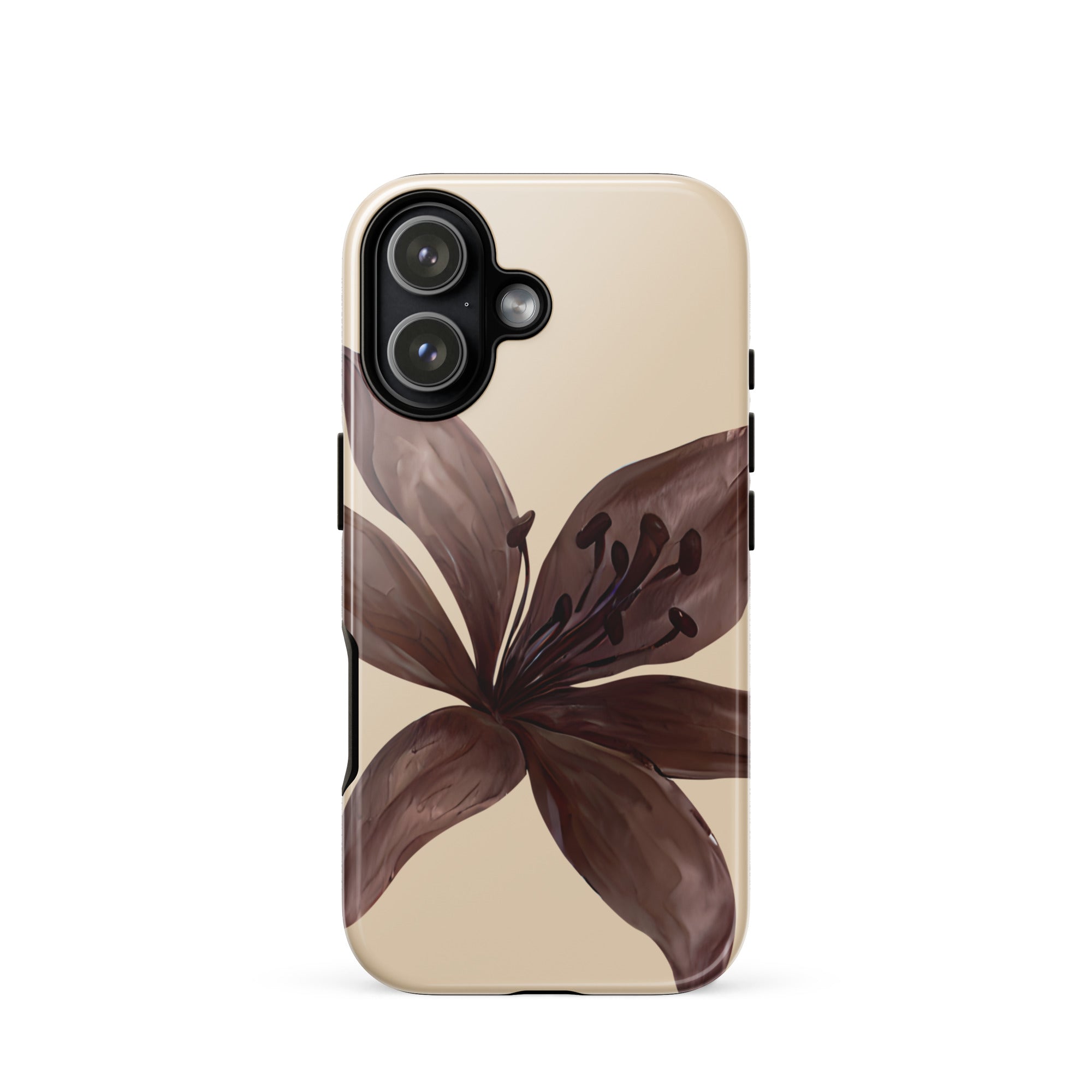 Cream Brown Tiger lily Floral iphone case 17 glossy 