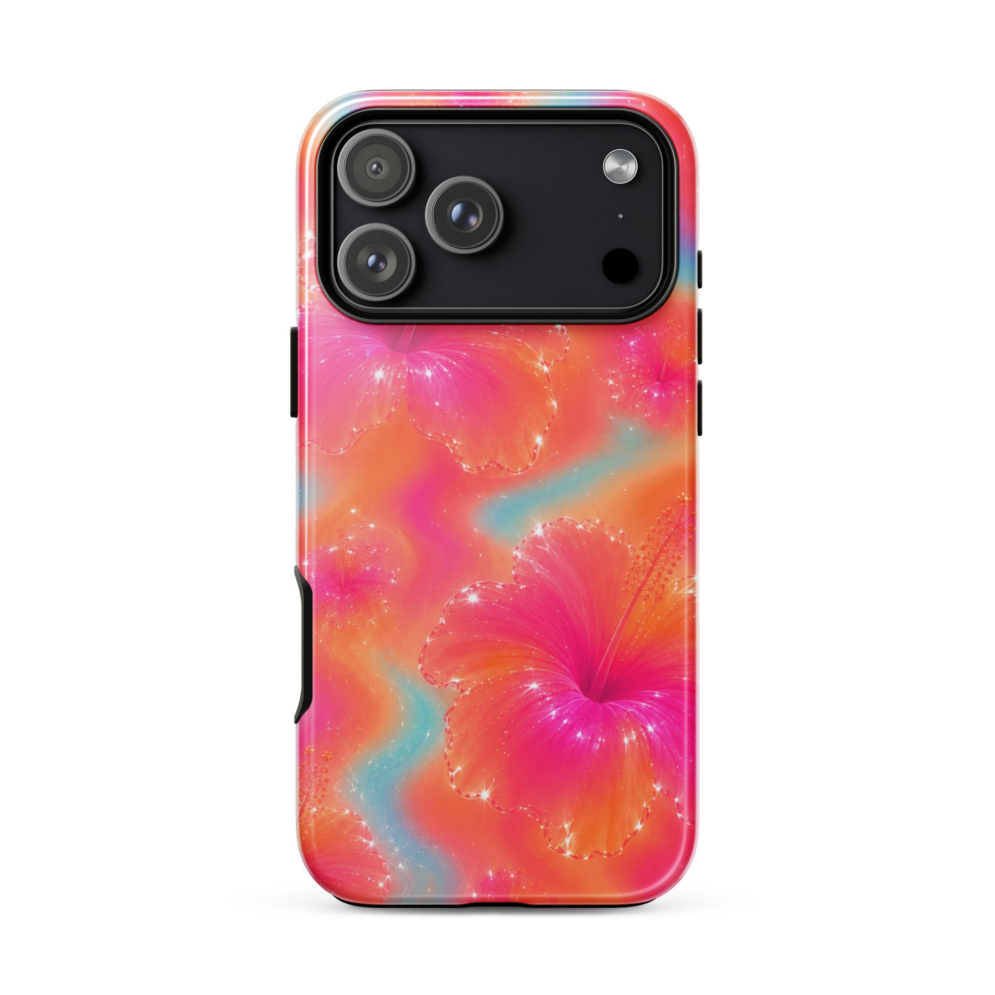 Colorful floral iPhone case with impact-resistant edges