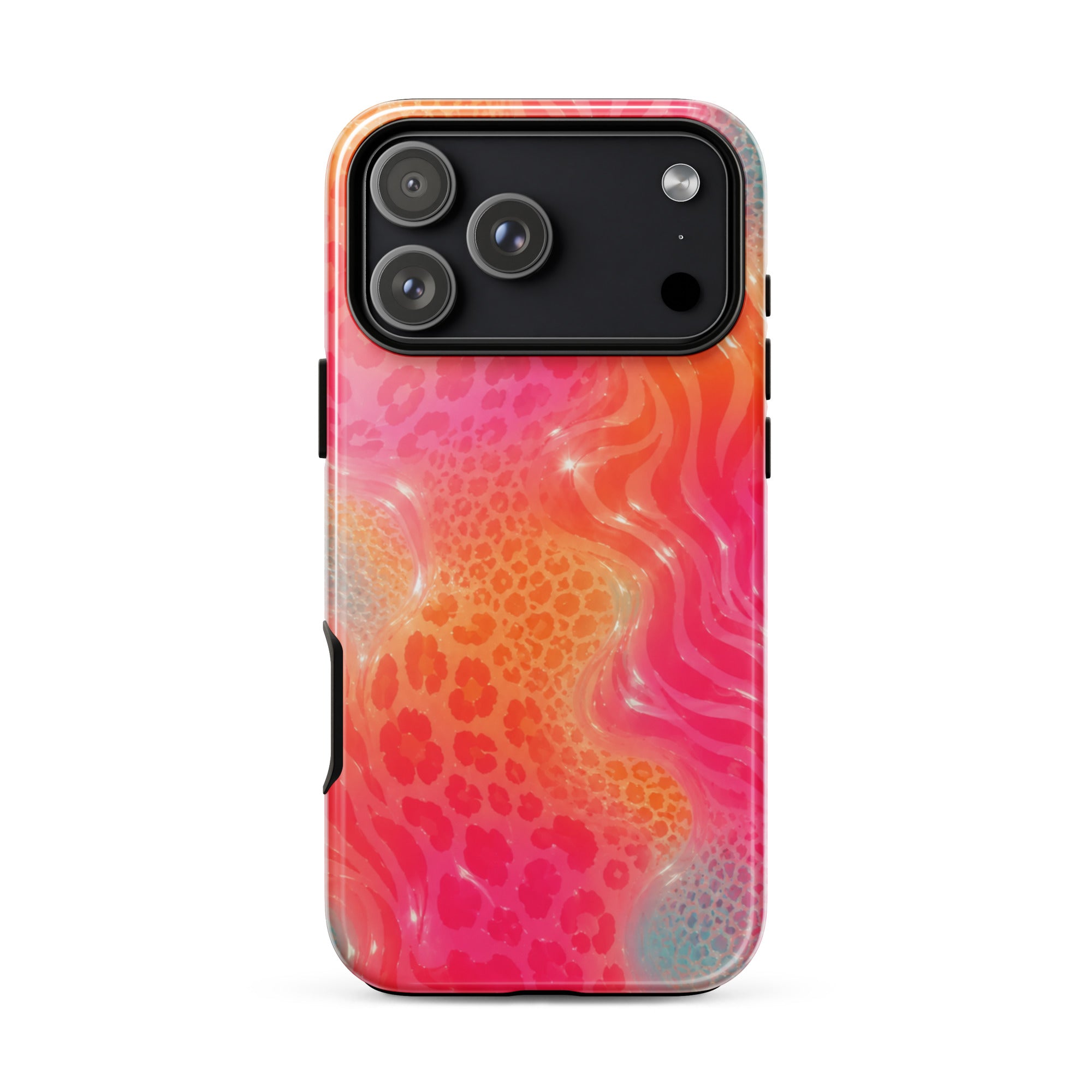 Colorful animal print iPhone case with layered protection