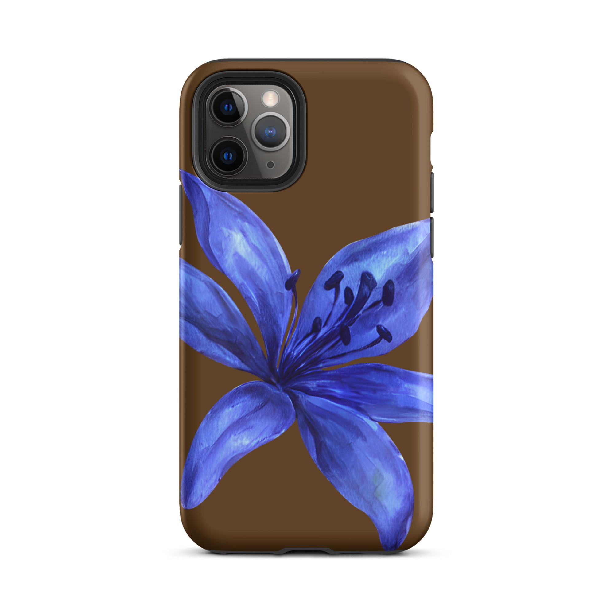 Tiger Lily Brown and Blue Tiger Lily iPhone Case - Dual Layer Protection With Impact Resistant Polycarbonate featuring blue flower design