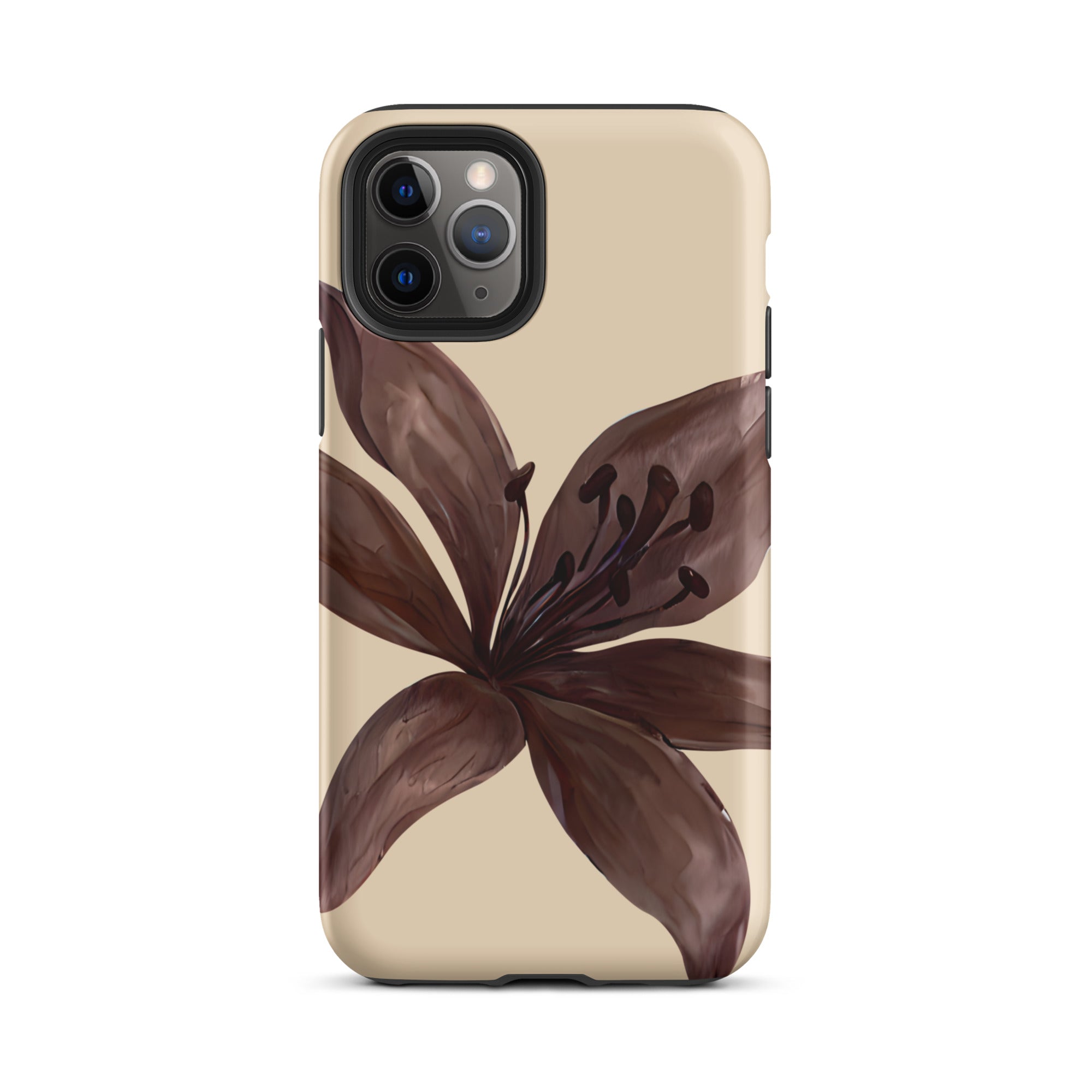 Cream Brown Tiger lily Floral iphone case 11 pro matte 