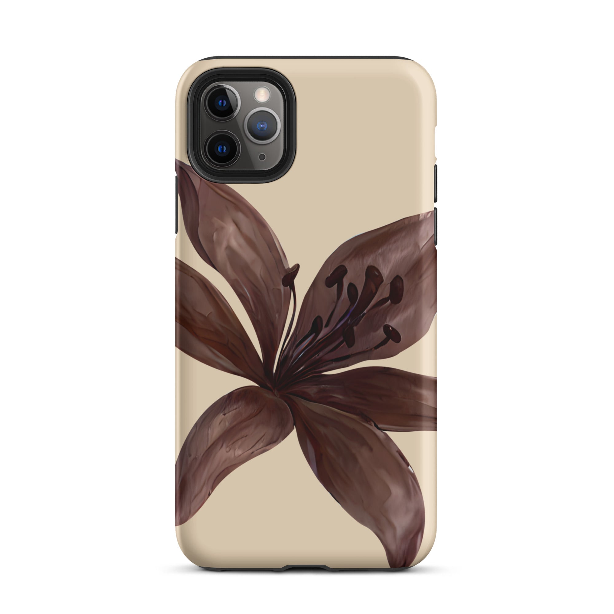 Cream Brown Tiger lily Floral iphone case 11 pro max case matte