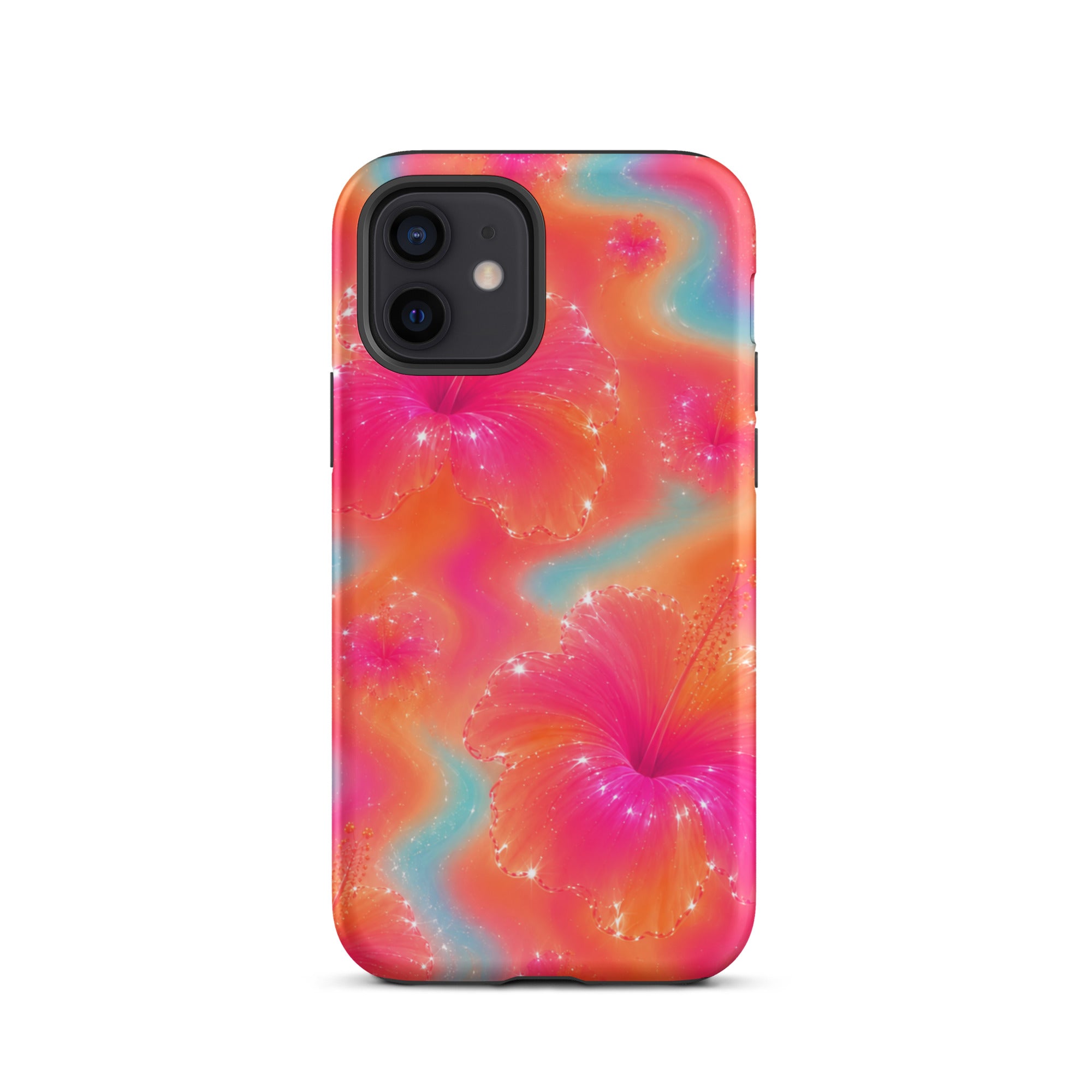 Colorful floral iPhone case with impact-resistant edges