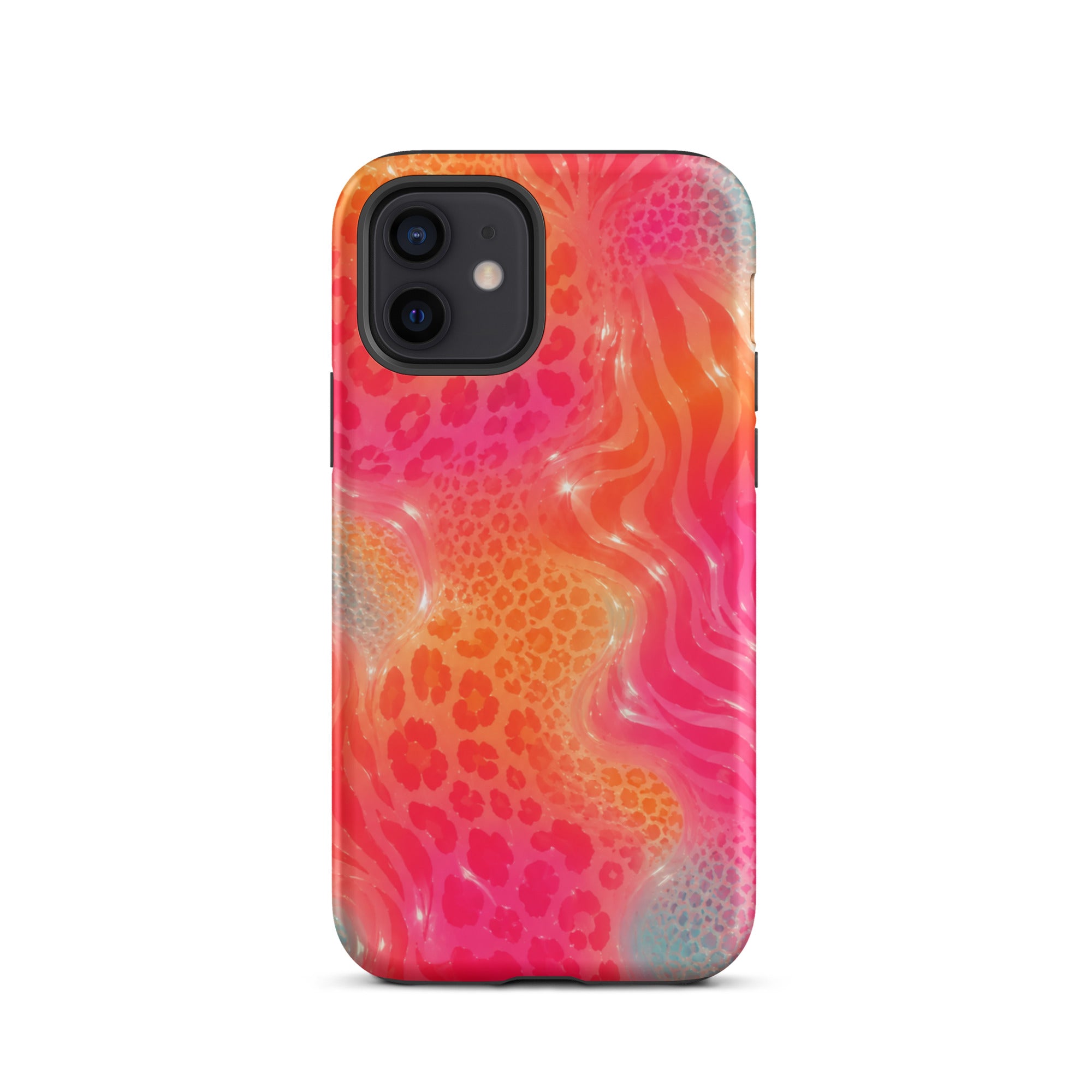 Colorful animal print iPhone case with layered protection
