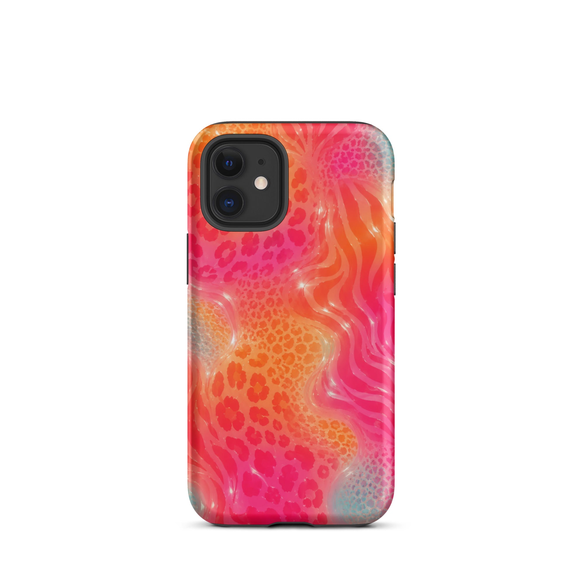 Vibrant animal print iPhone case with easy port access