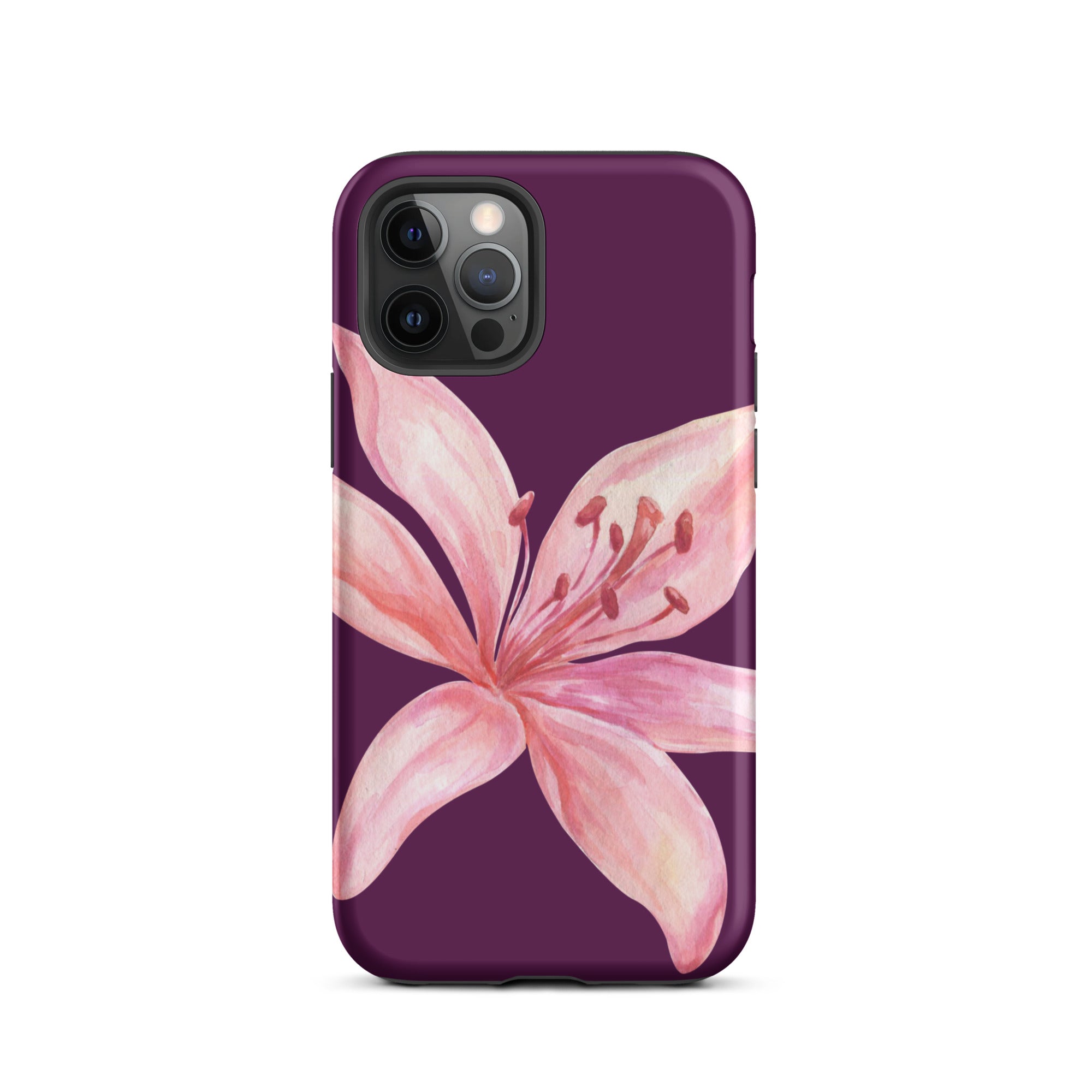 Tiger Lily Purple Pink iPhone Case - Dual Layer Protection With Polycarbonate Outer Shell with floral design and durable build