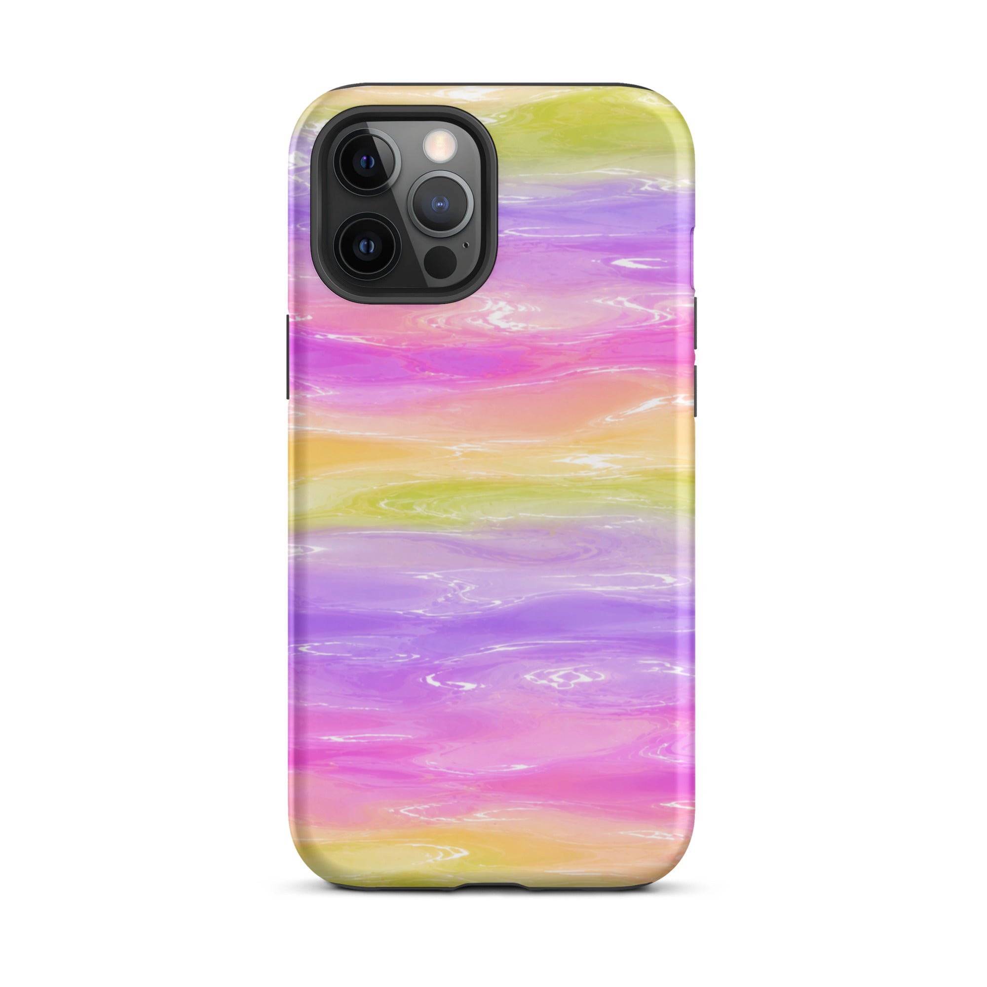 Colorful marble iPhone case with camera lenses from back