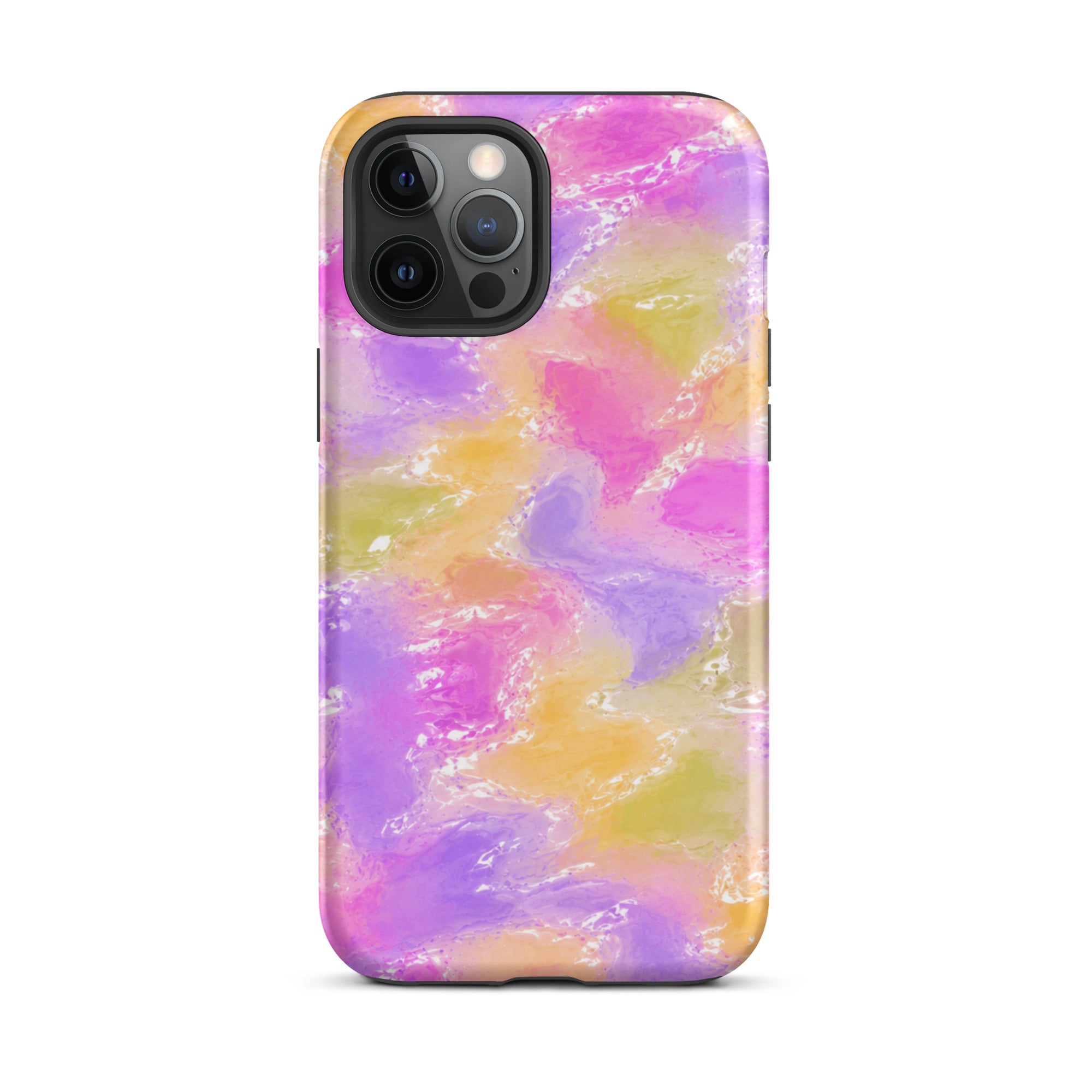 Impact-resistant iPhone case with colorful abstract design