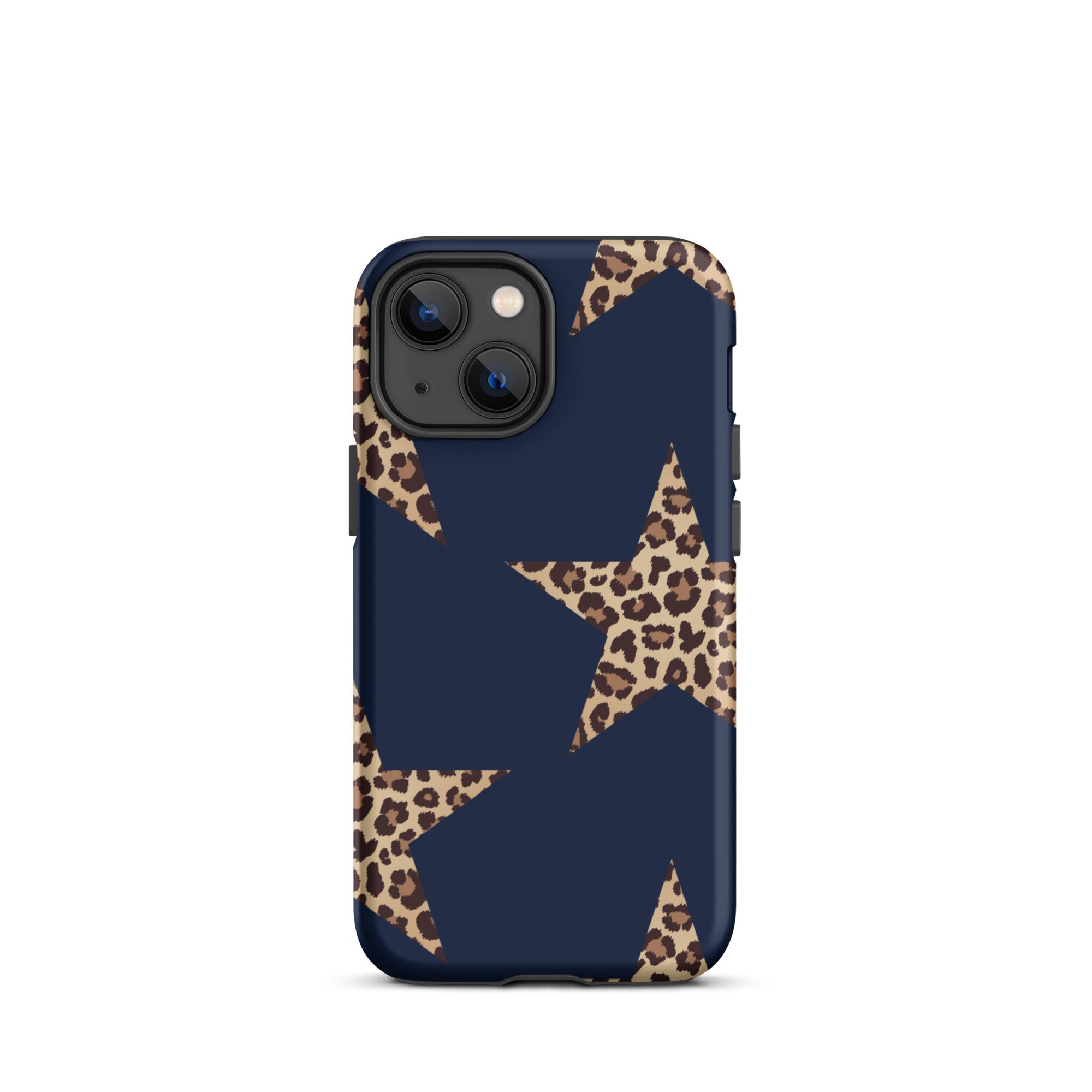 Navy Cheetah Stars iPhone Case - Leopard Star phone cover Dual Layer Bold Style with navy and leopard print star design.