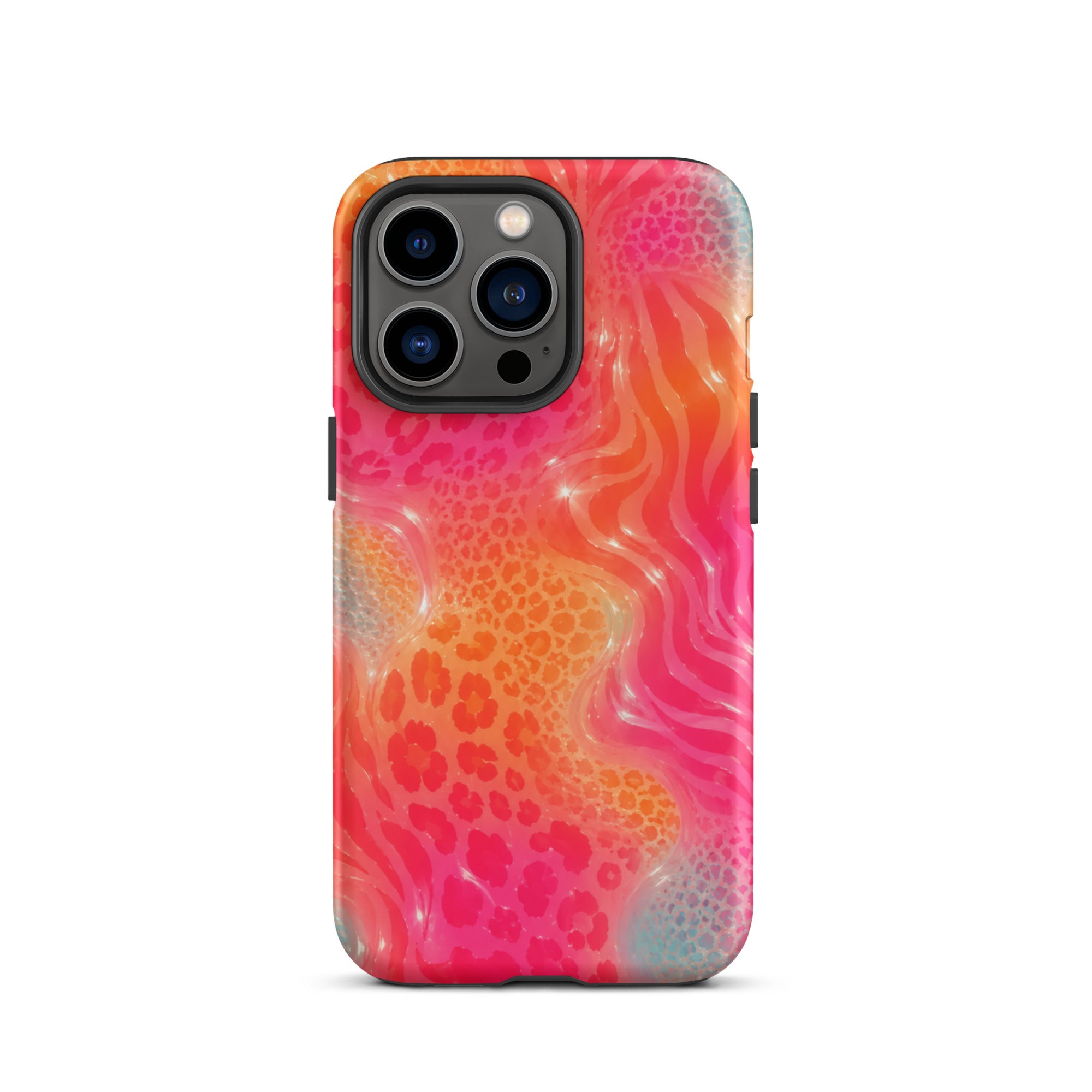 Colorful animal print iPhone case with layered protection