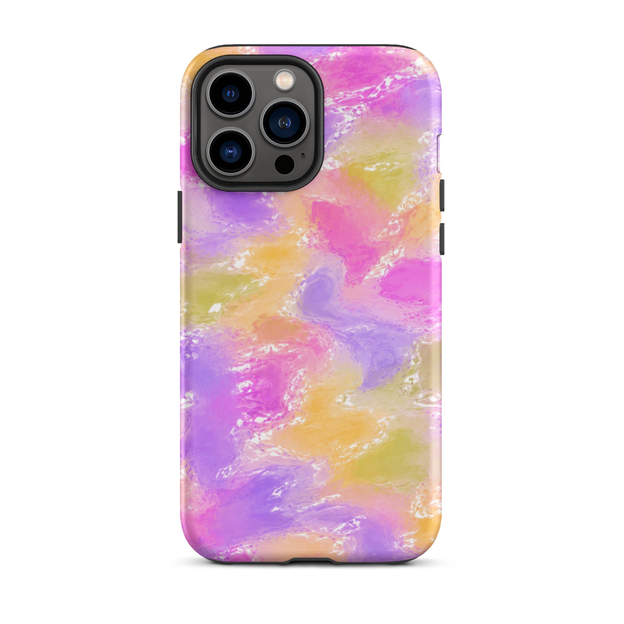Back view of iPhone with stylish abstract dual layer protective case