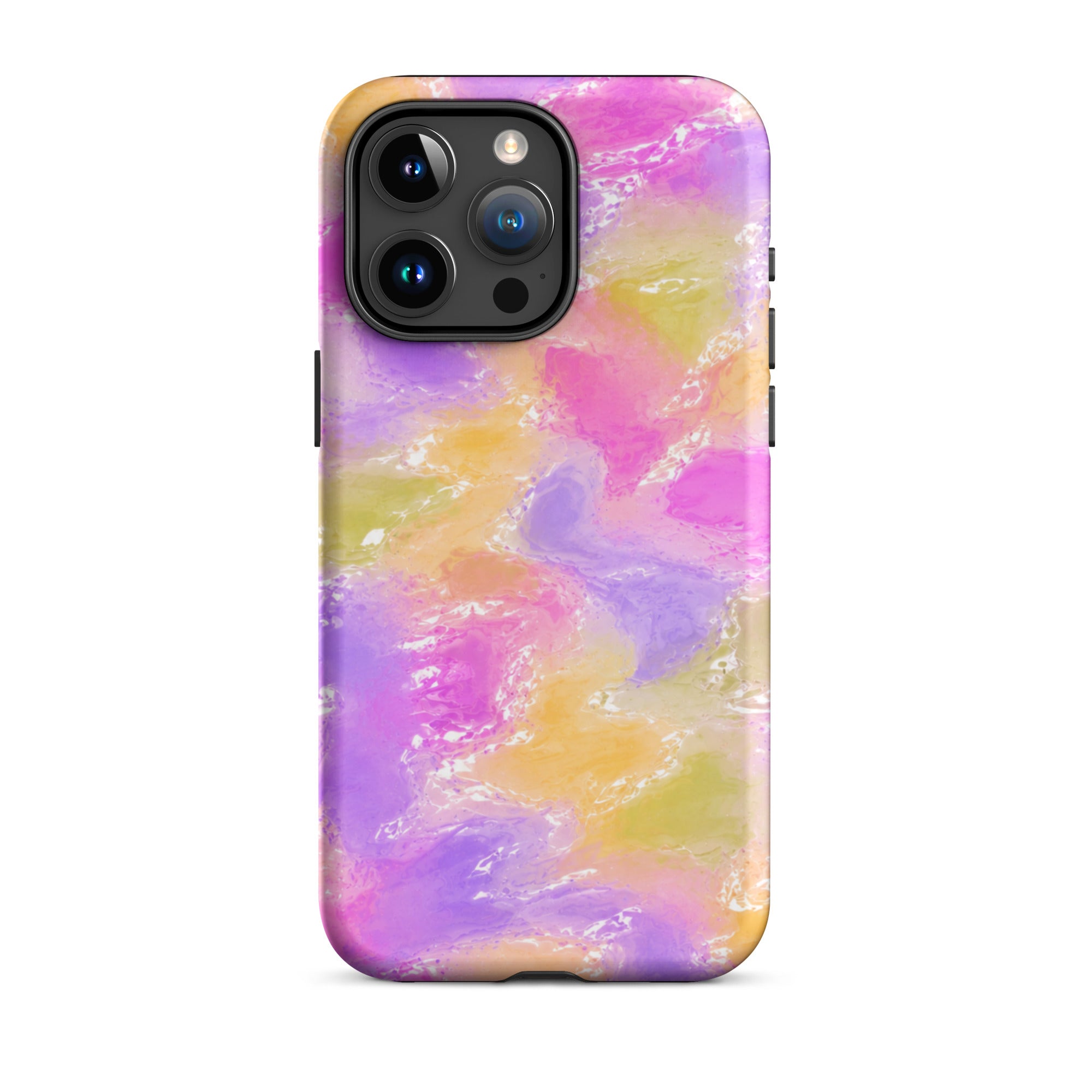 Side view of colorful abstract impact-resistant iPhone case