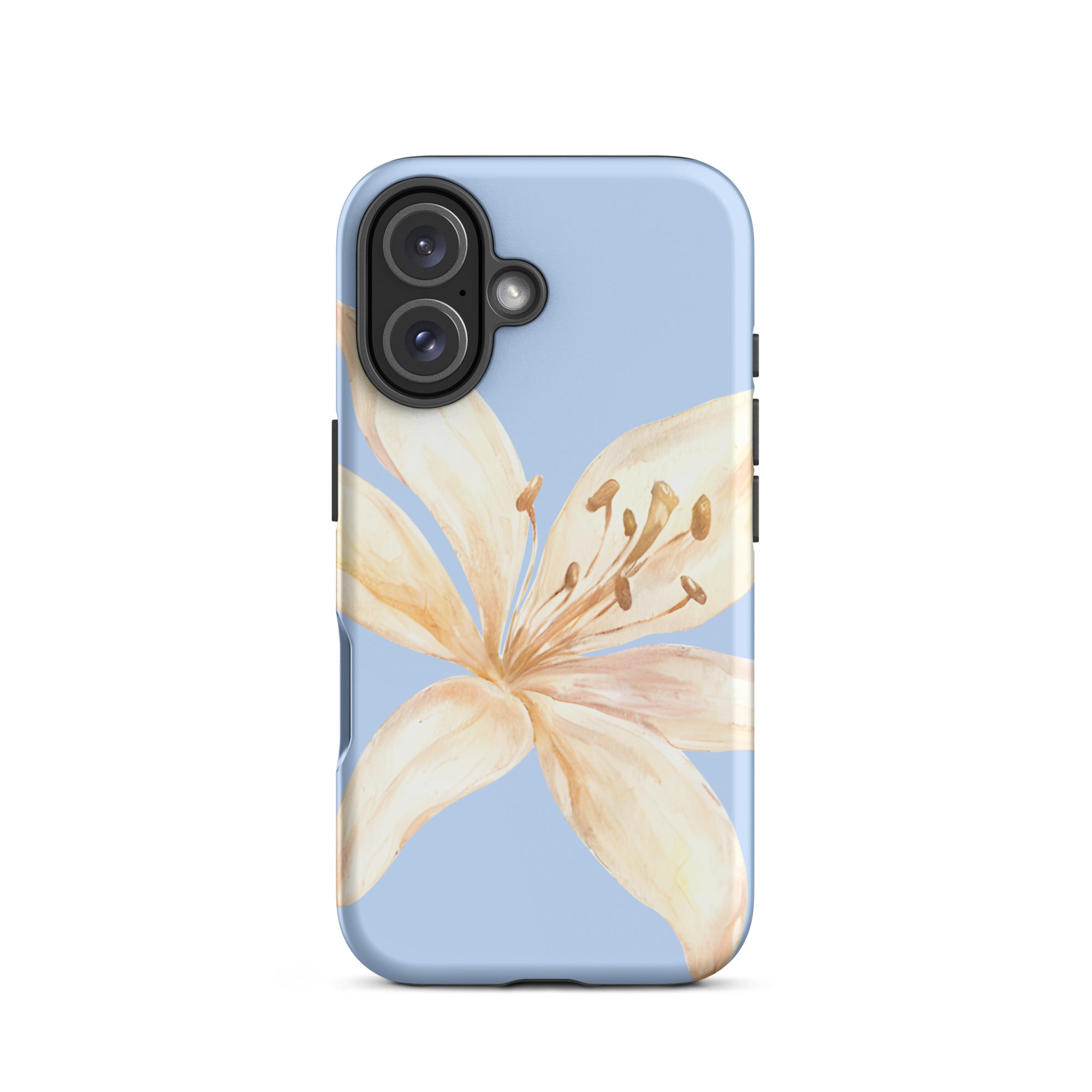 Sky Blue Off White Tiger Lily IPhone Case - Floral y2k preppy phone cover with a delicate tiger lily design