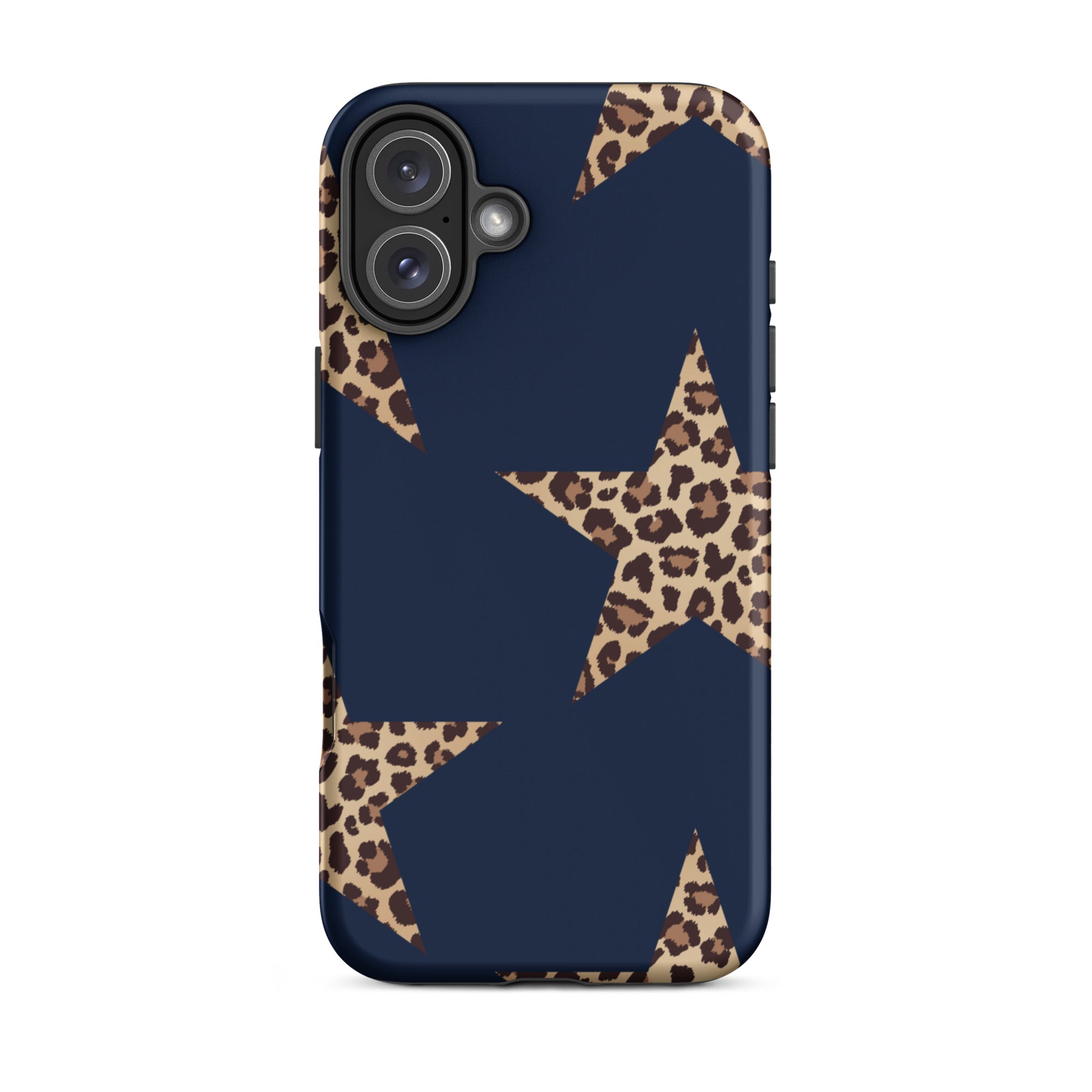 Navy cheetah stars iPhone case with leopard star pattern in bold navy blue style Navy Cheetah Stars iPhone Case - Leopard Star phone cover Dual Layer Bold Style