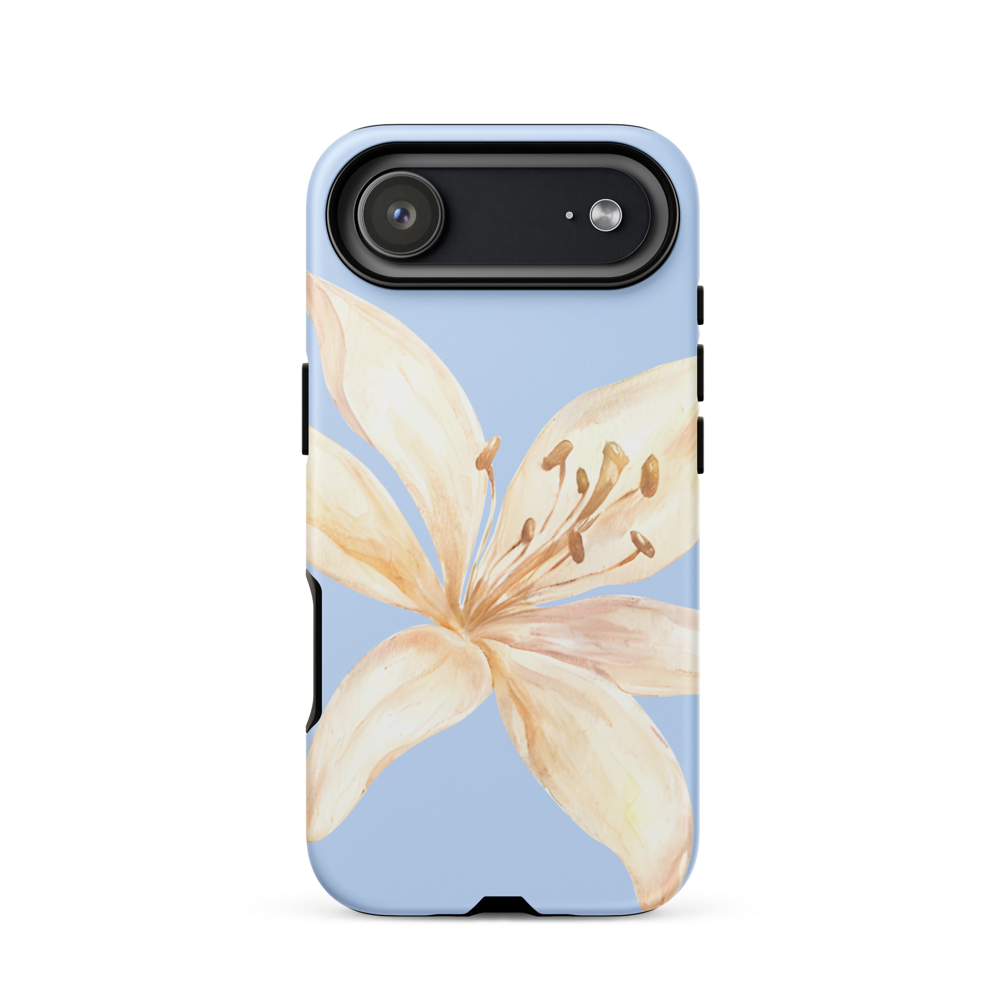 Sky Blue Off White Tiger Lily IPhone Case - Floral y2k preppy phone cover with delicate flower design for trendy iphone cases