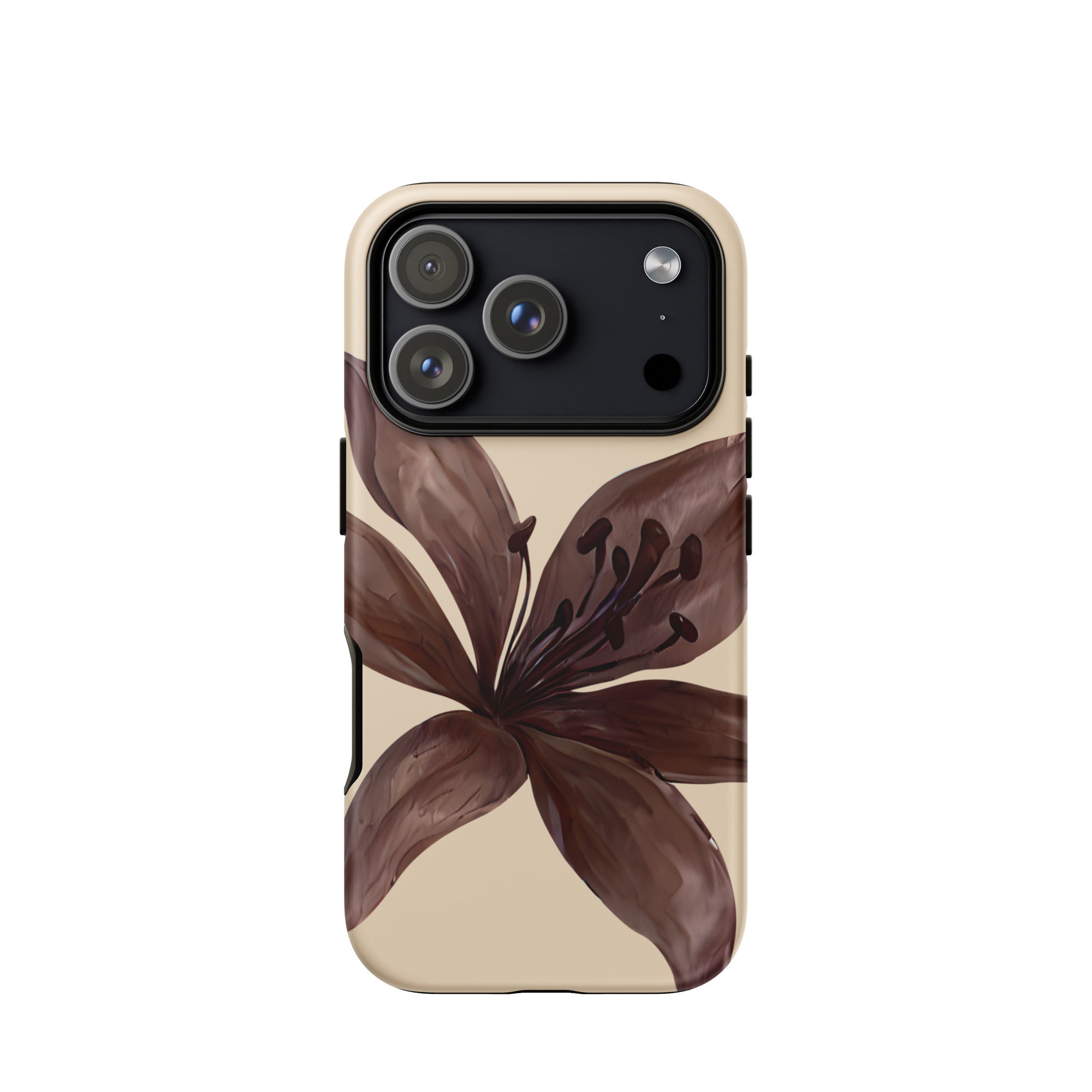 Cream Brown Tiger lily Floral iphone case 17 pro matte
