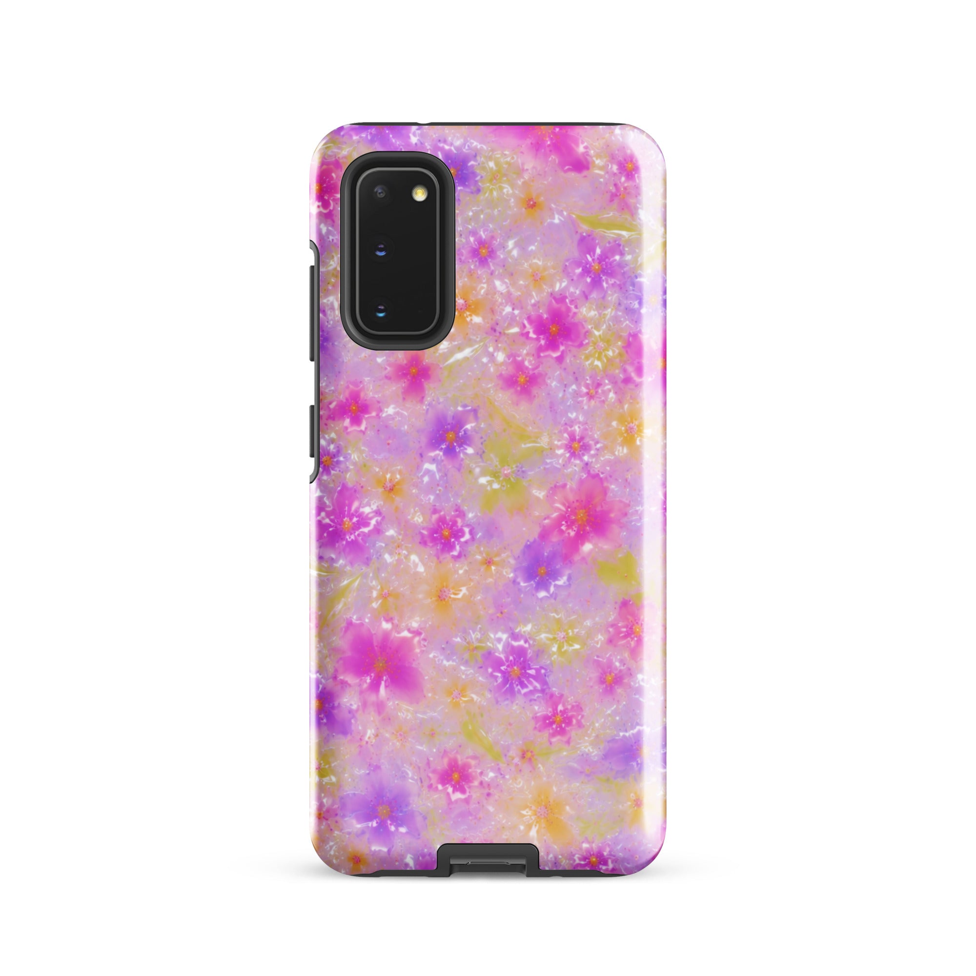 Floral Samsung case with impact-resistant dual layer protection