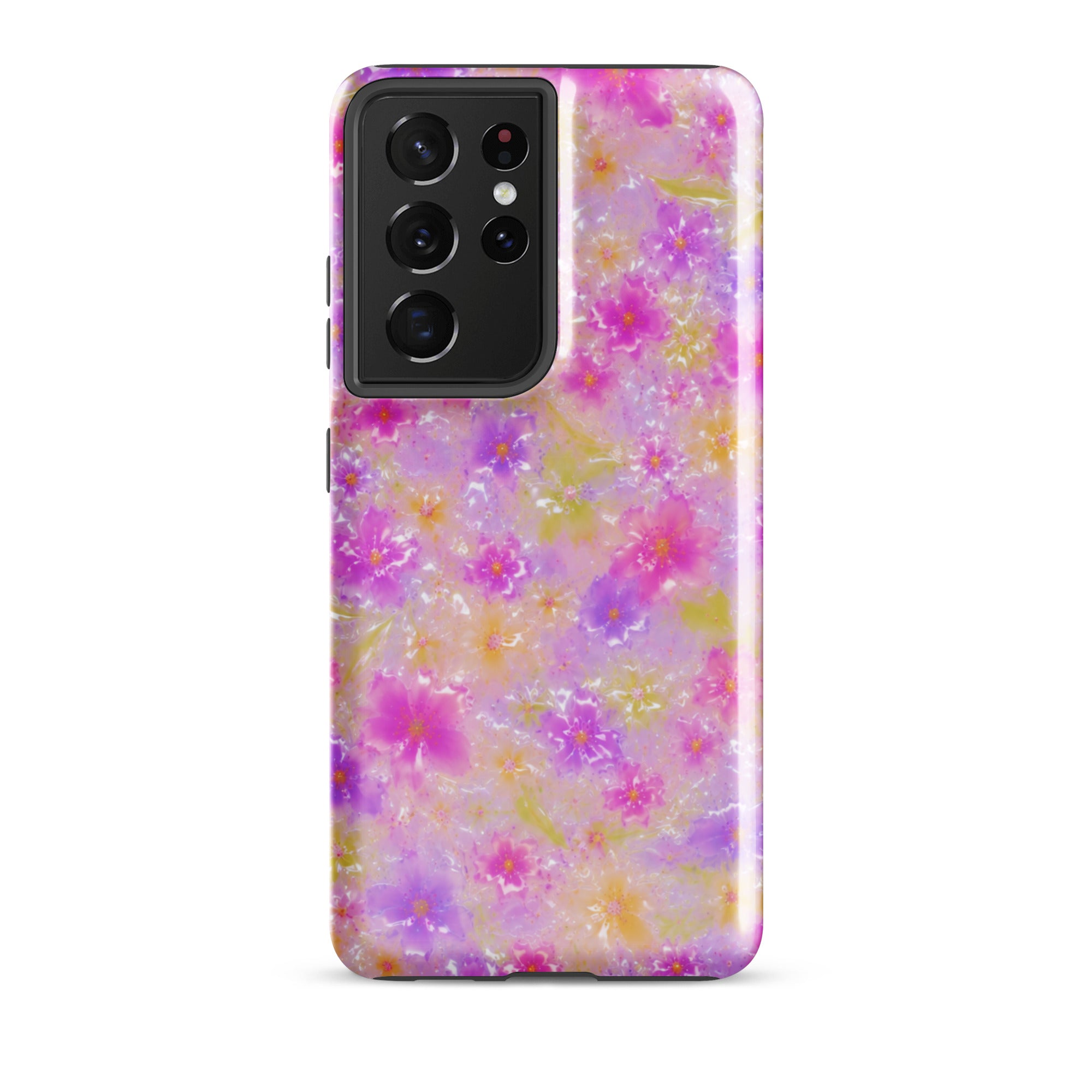 Shock-absorbing floral Samsung phone cover