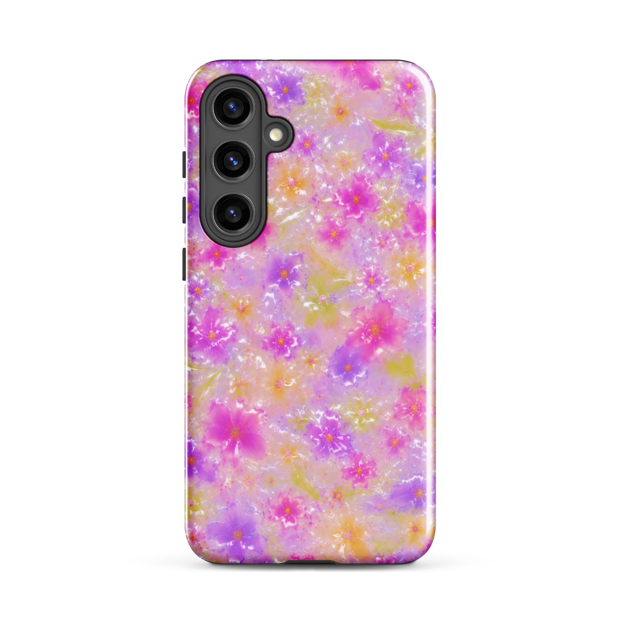 Stylish floral print Samsung phone case with shock-absorbing design