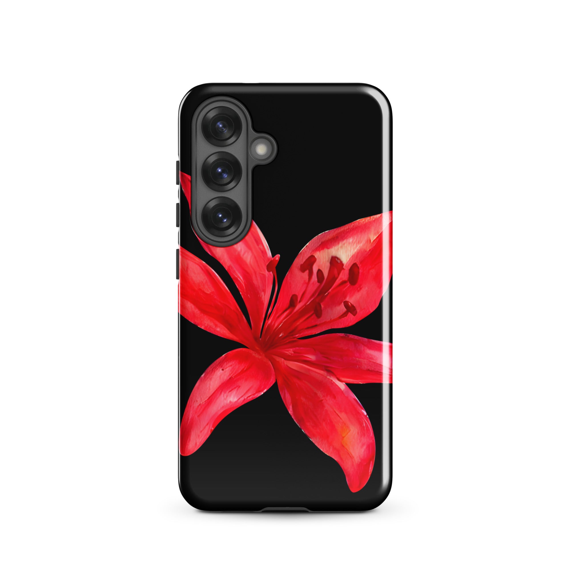 Tiger Lily Samsung Case - Red And Black Tiger Lily Floral Design With Durable Protection on a Samsung phone case.
