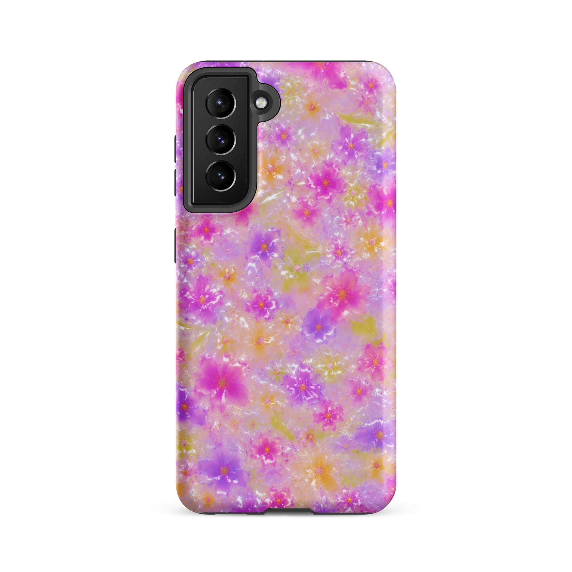 Impact-resistant floral Samsung phone case