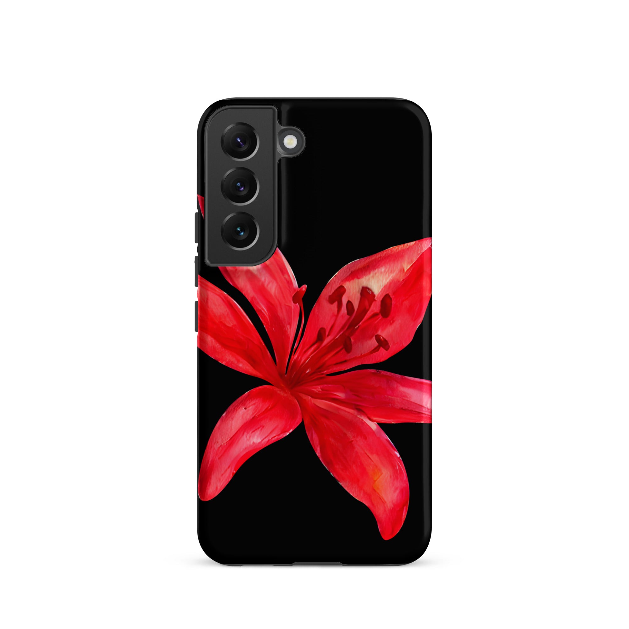 Tiger Lily Samsung Case - Red And Black Tiger Lily Floral Design With Durable Protection on a Samsung phone case.