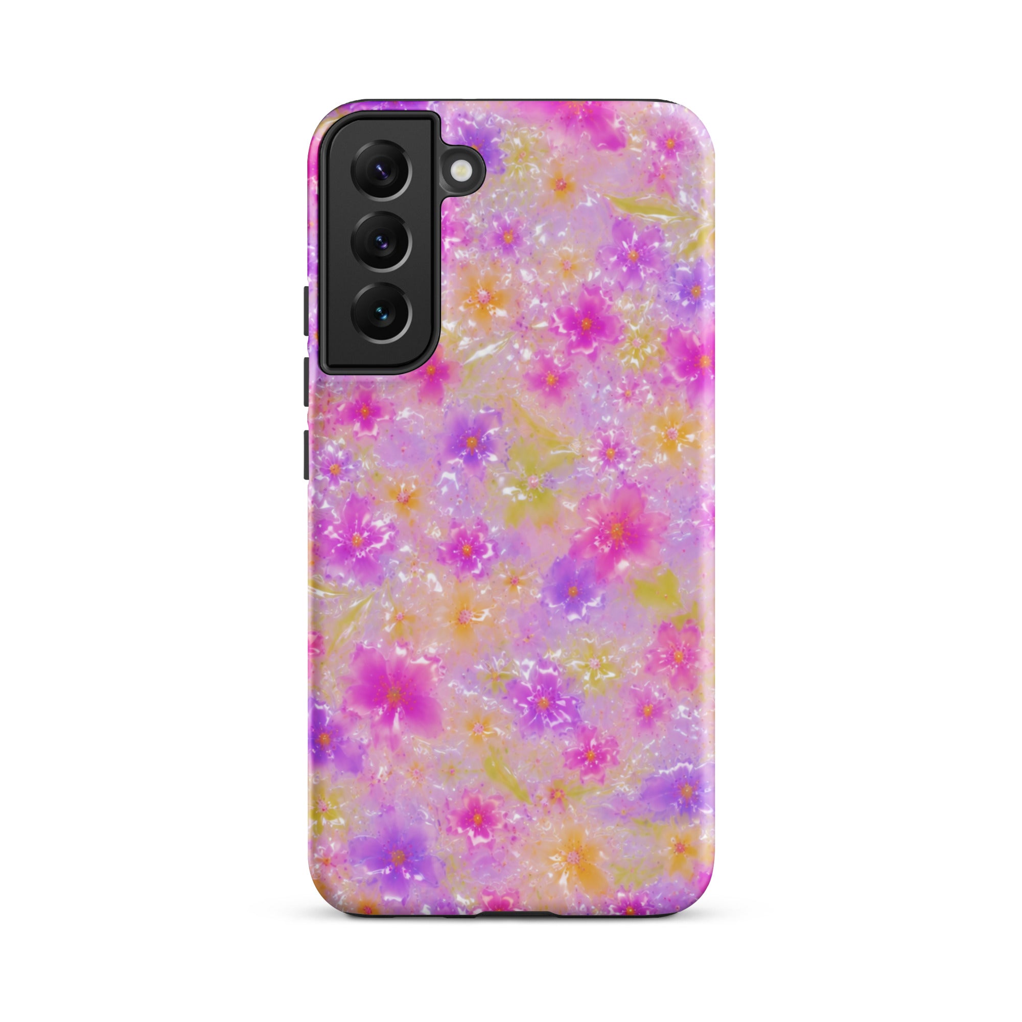 Floral Samsung case with impact-resistant dual layer protection