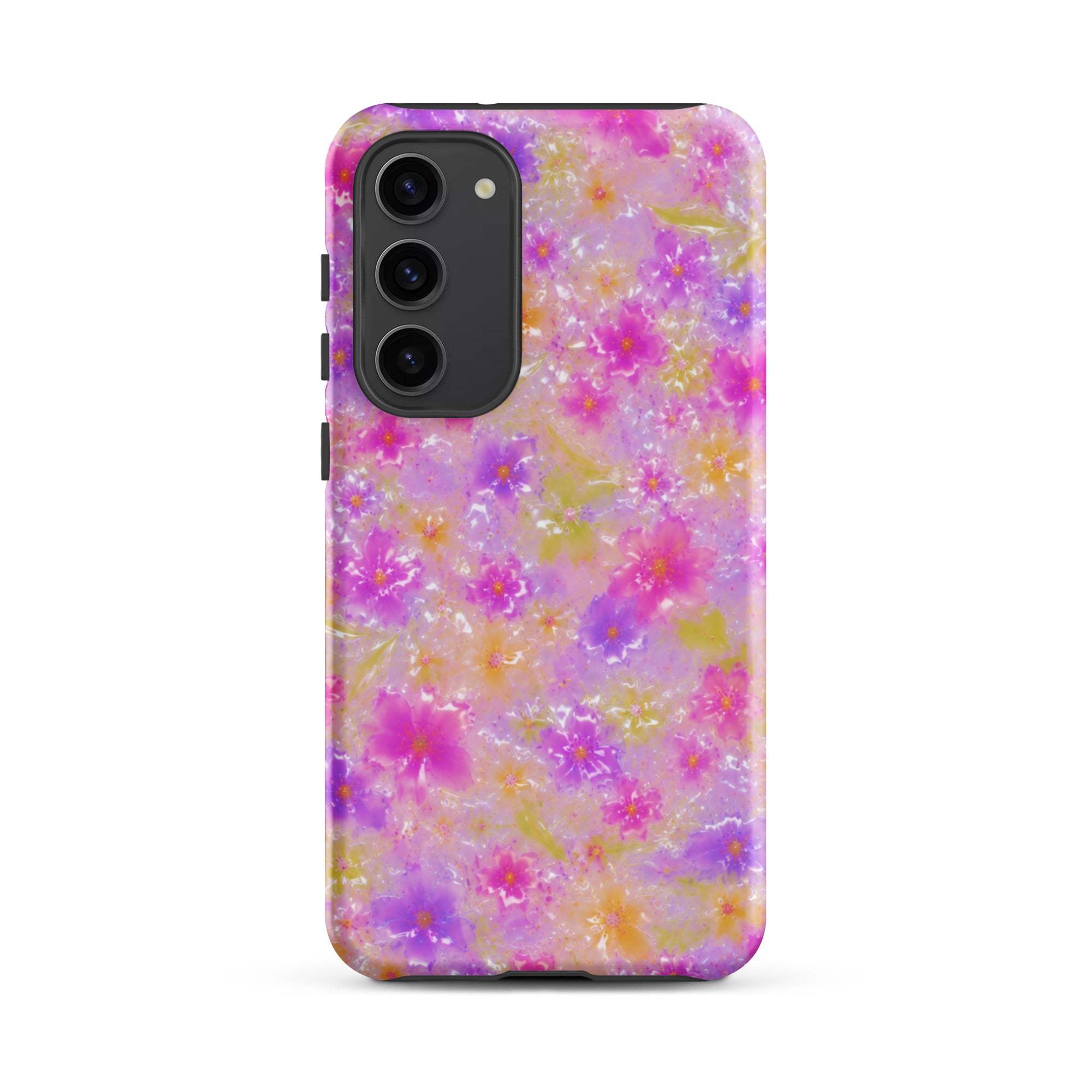 Impact-resistant floral Samsung phone case