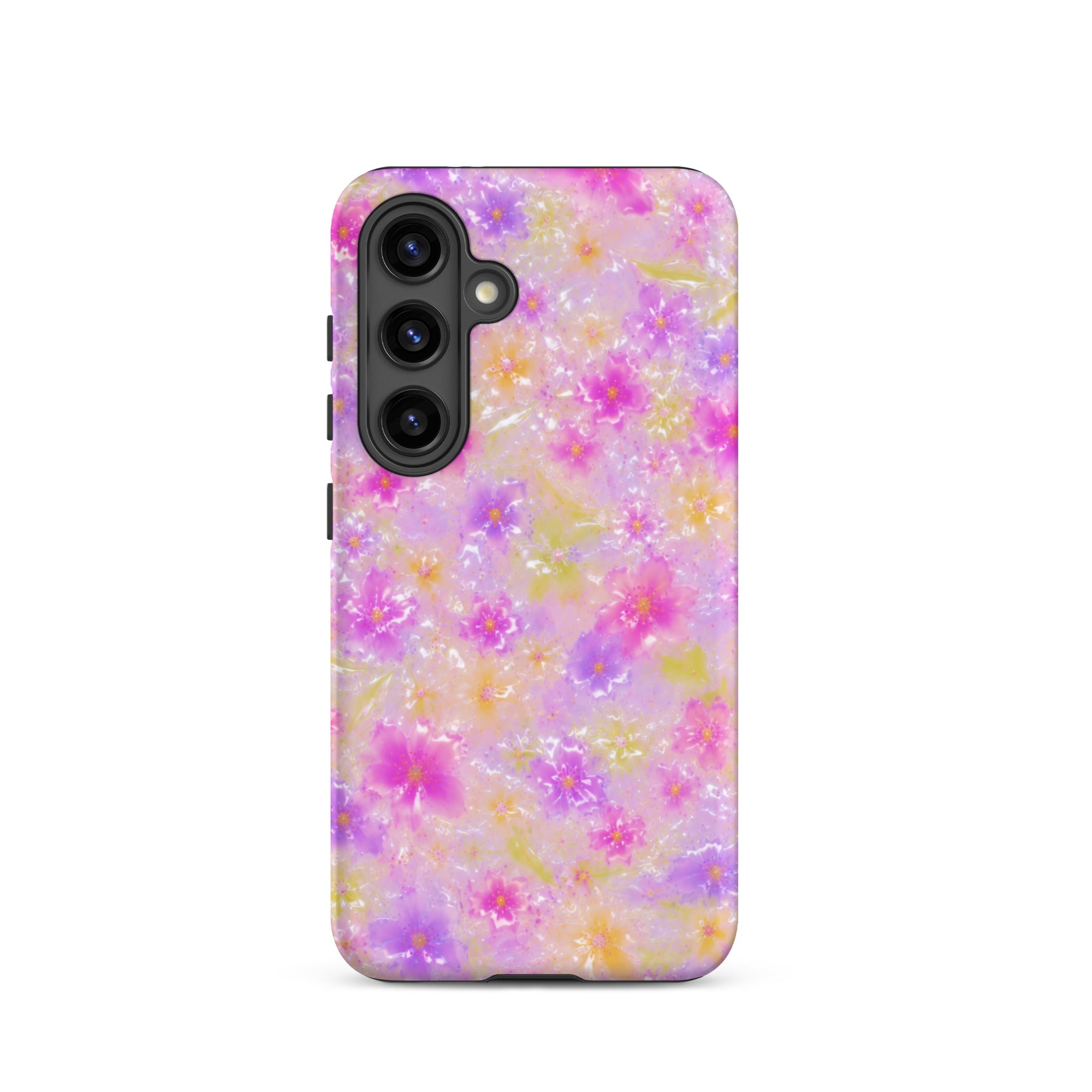Floral Samsung case with impact-resistant dual layer protection