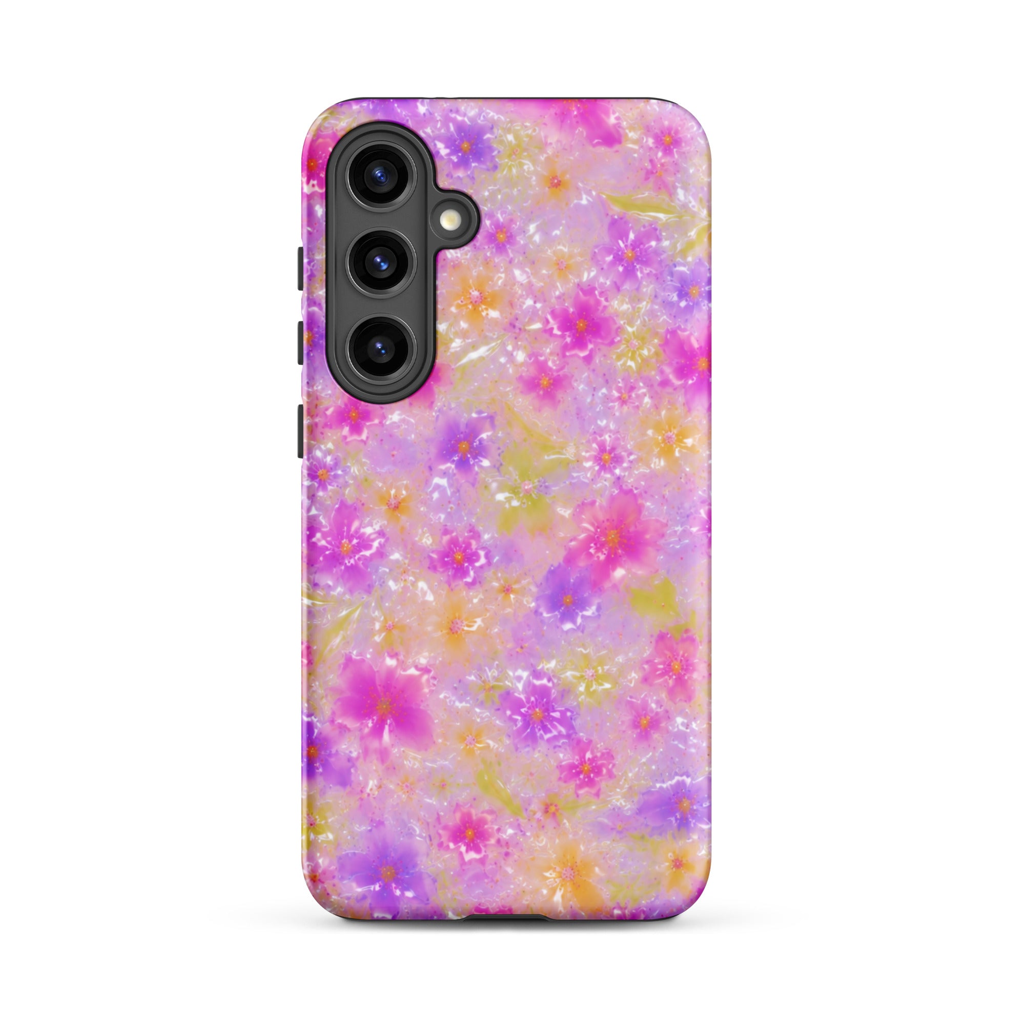 Durable floral pattern Samsung case with precise cutouts for camera