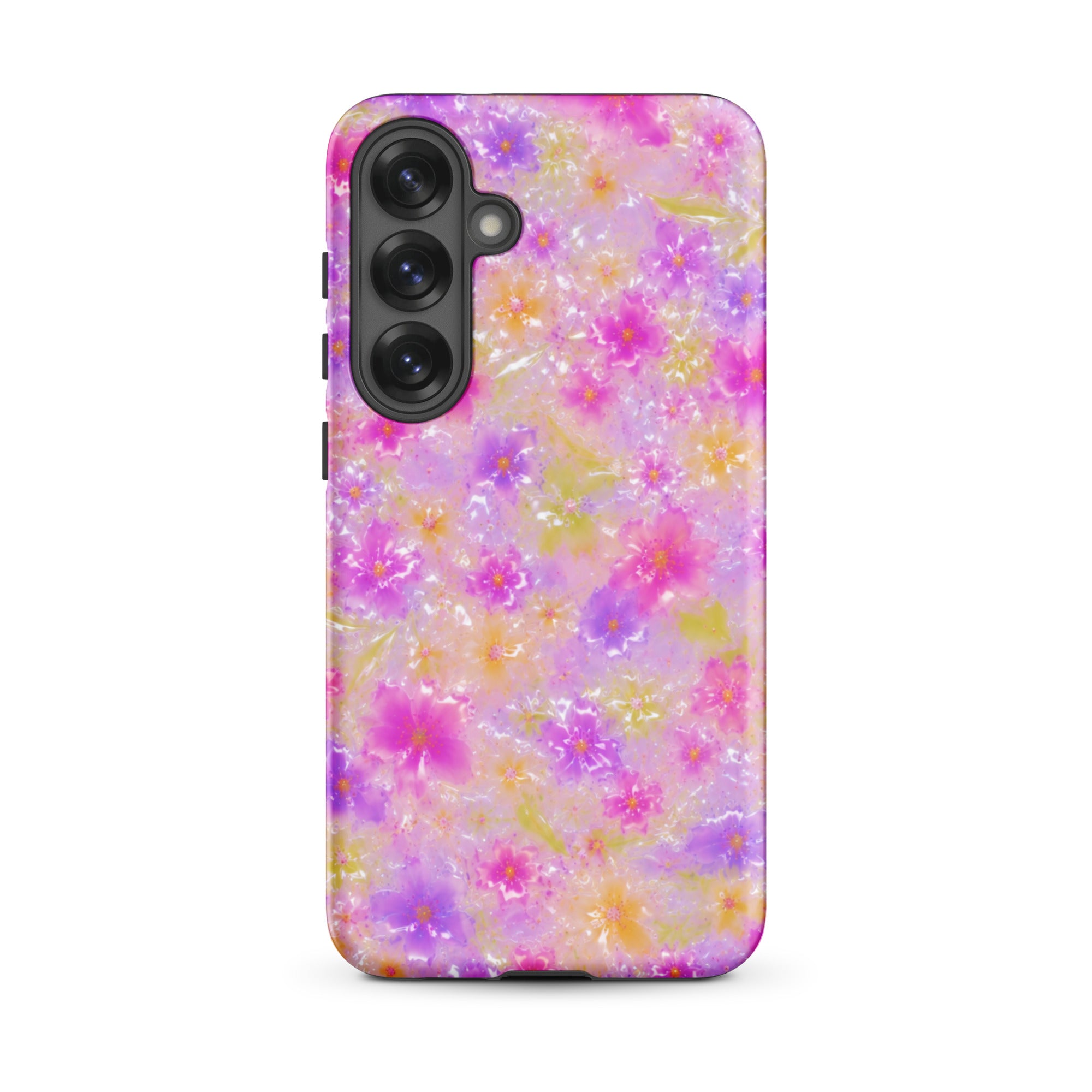 Shock-absorbing floral Samsung device cover