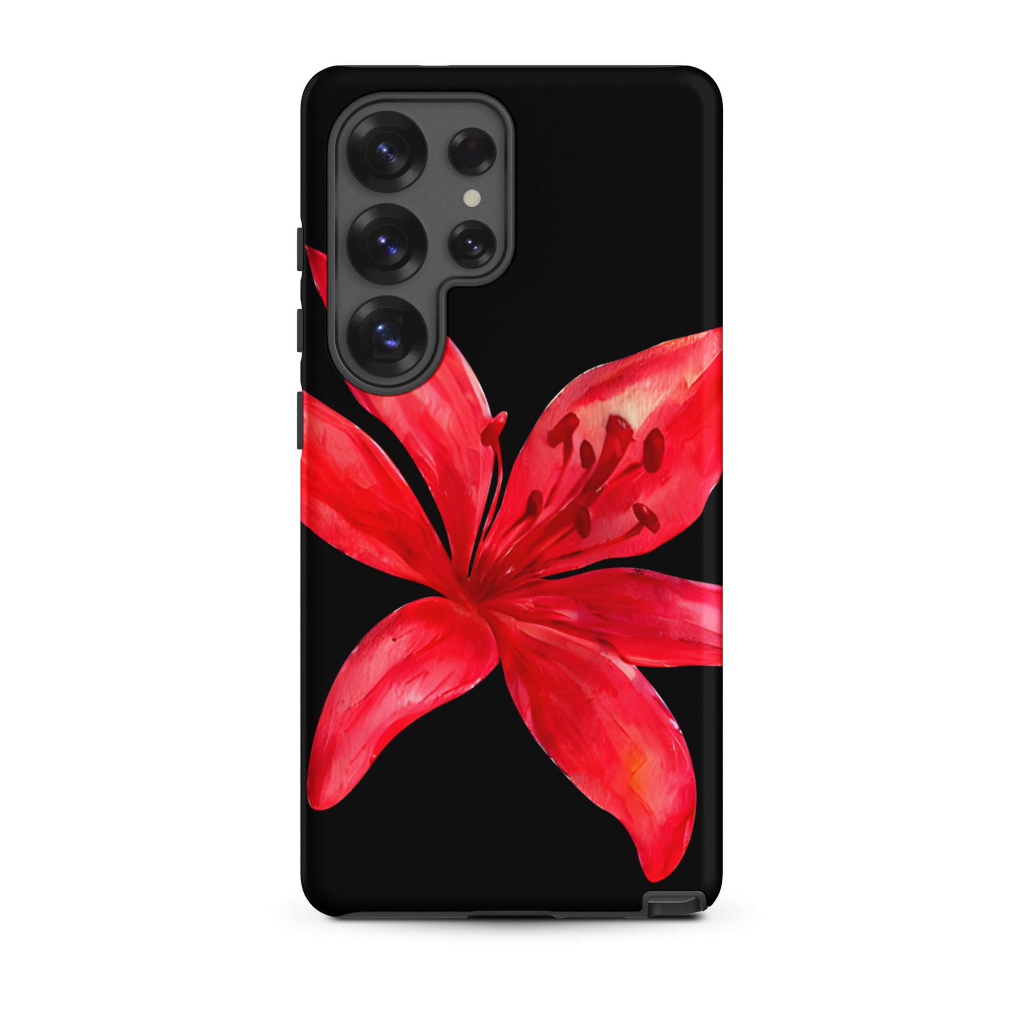 Tiger Lily Samsung Case - Red And Black Tiger Lily Floral Design With Durable Protection on black Samsung phone case